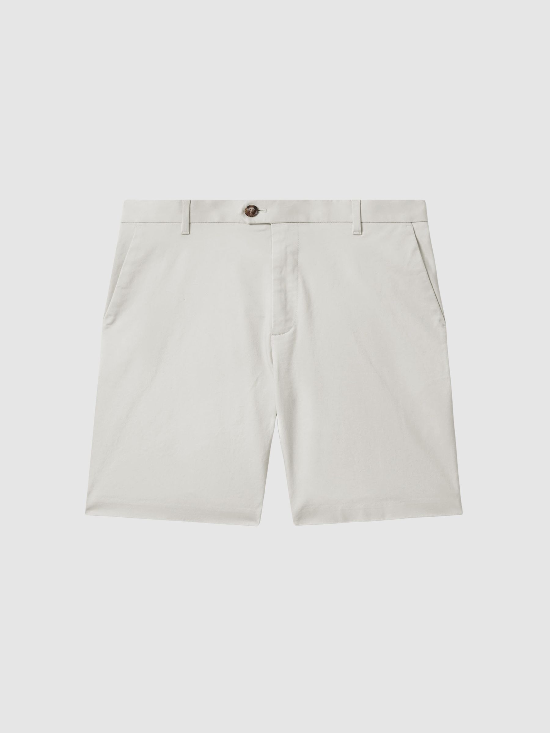 Cotton Chino Shorts with Stretch in Chalk