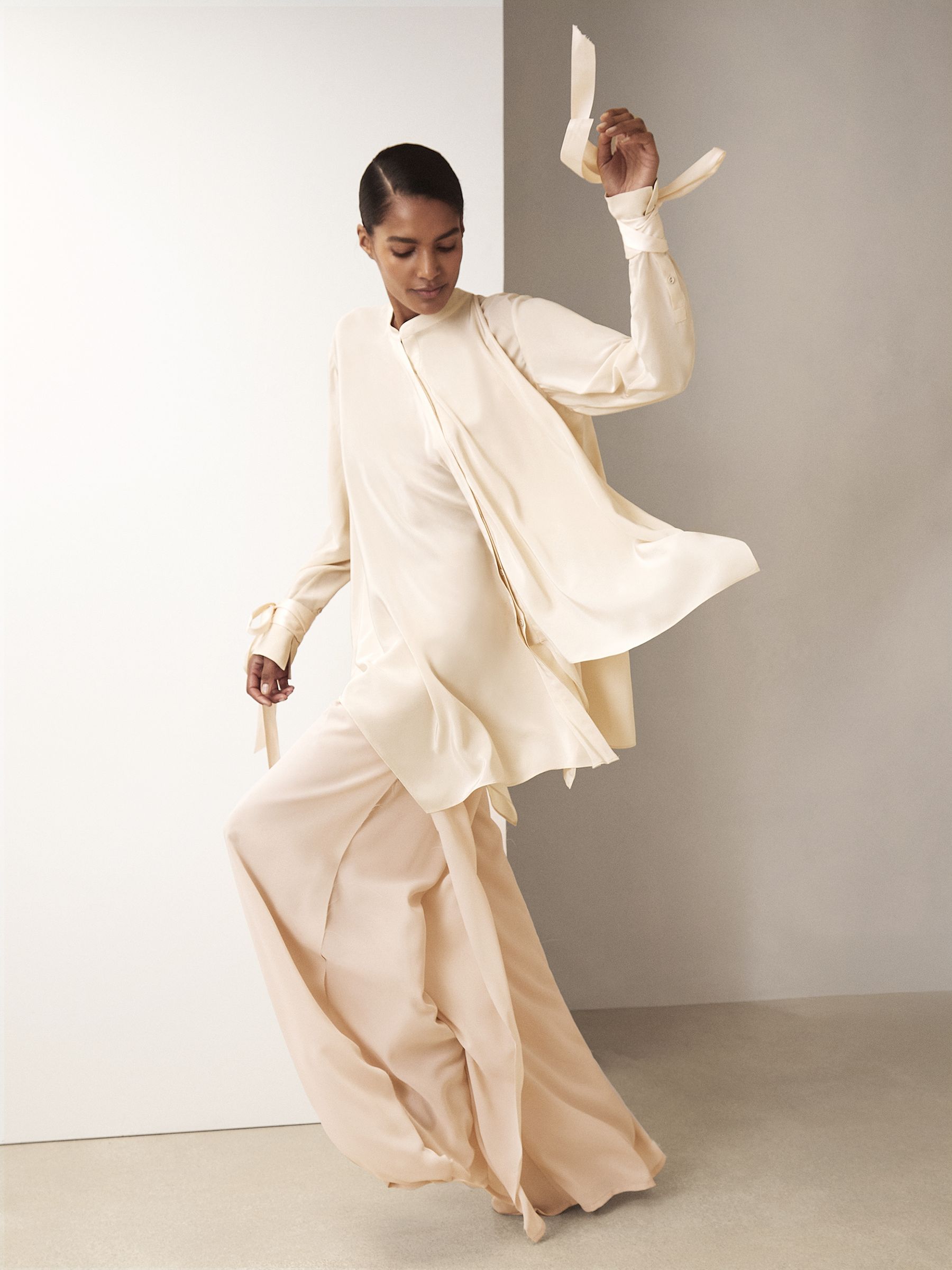 Reiss | Royal Ballet Tie-Cuff Blouse in Cream