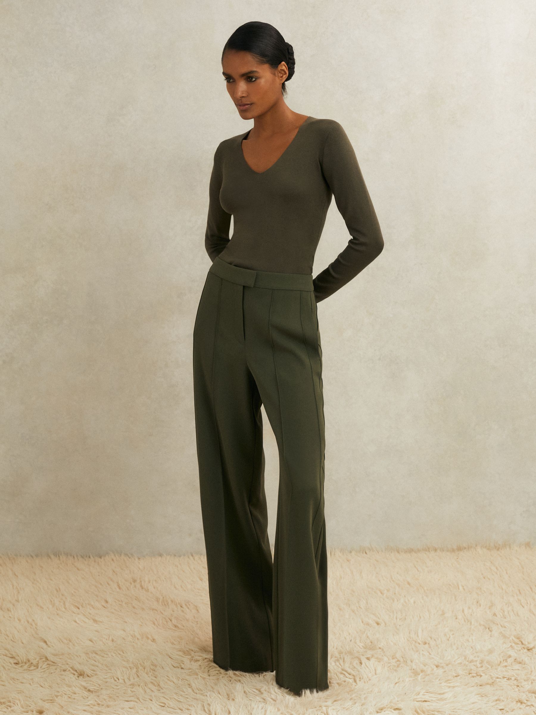 Atelier Knitted Silk-Blend Top in Khaki