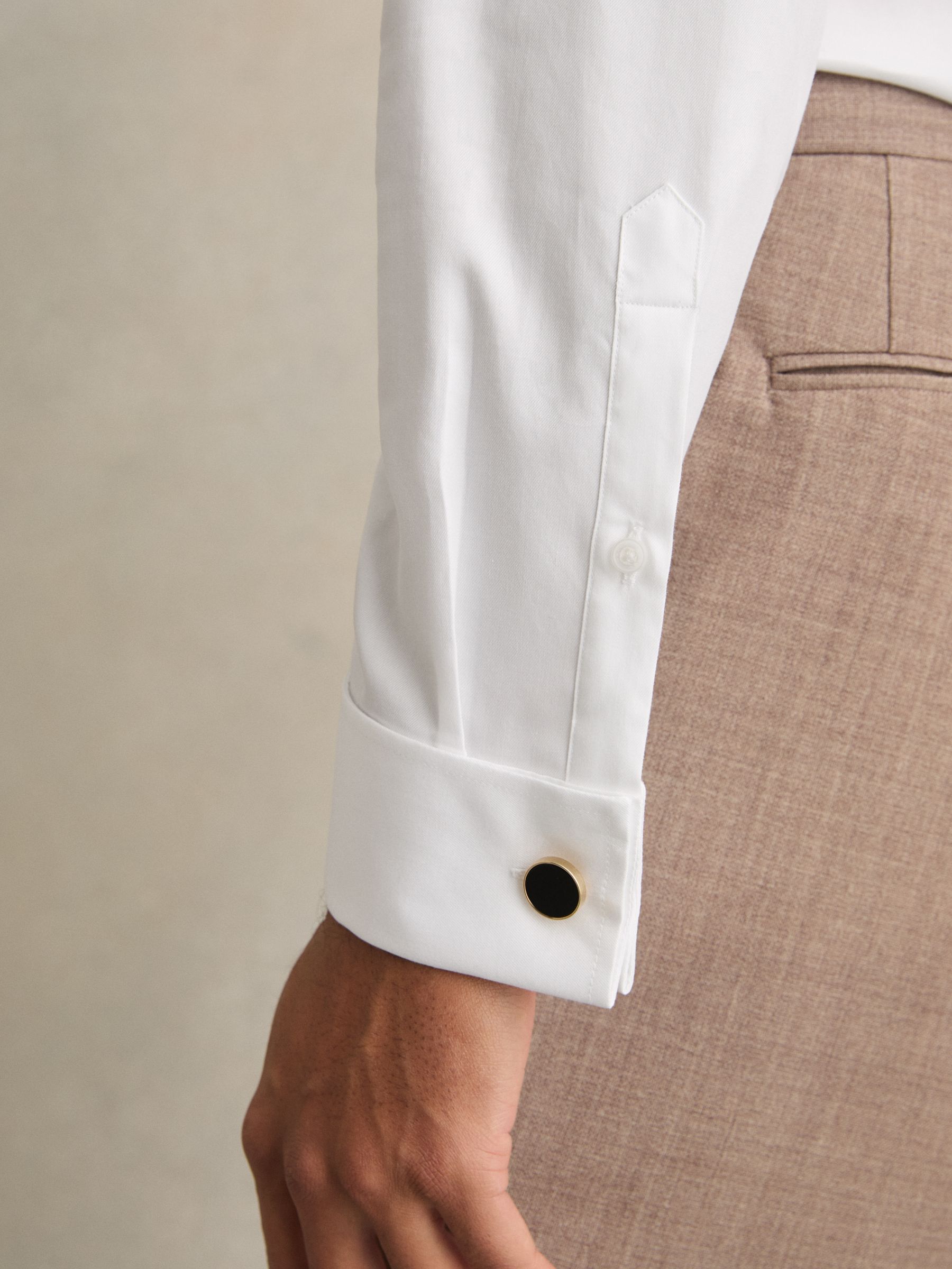 Slim Fit Cotton-Sateen Shirt in White
