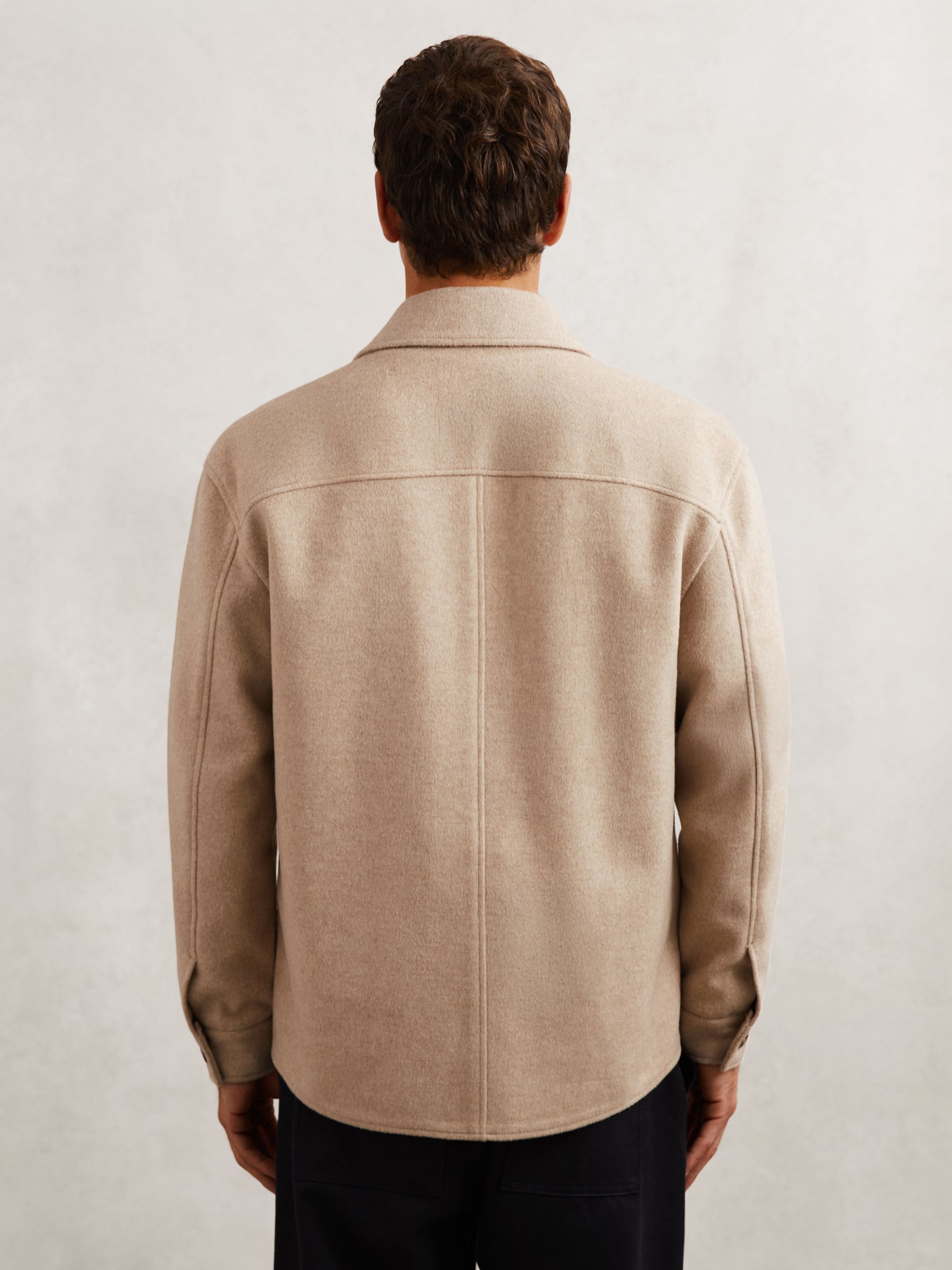 Wool-Blend Twin-Pocket Overshirt in Oatmeal Brown