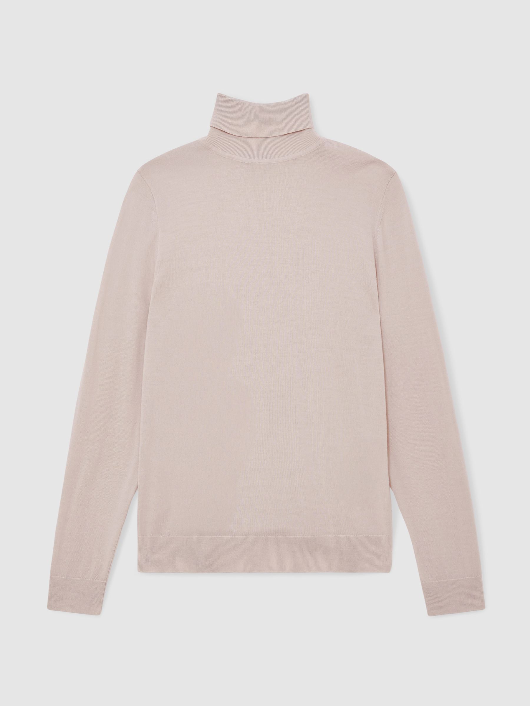Merino Wool Roll-Neck Jumper in Beige