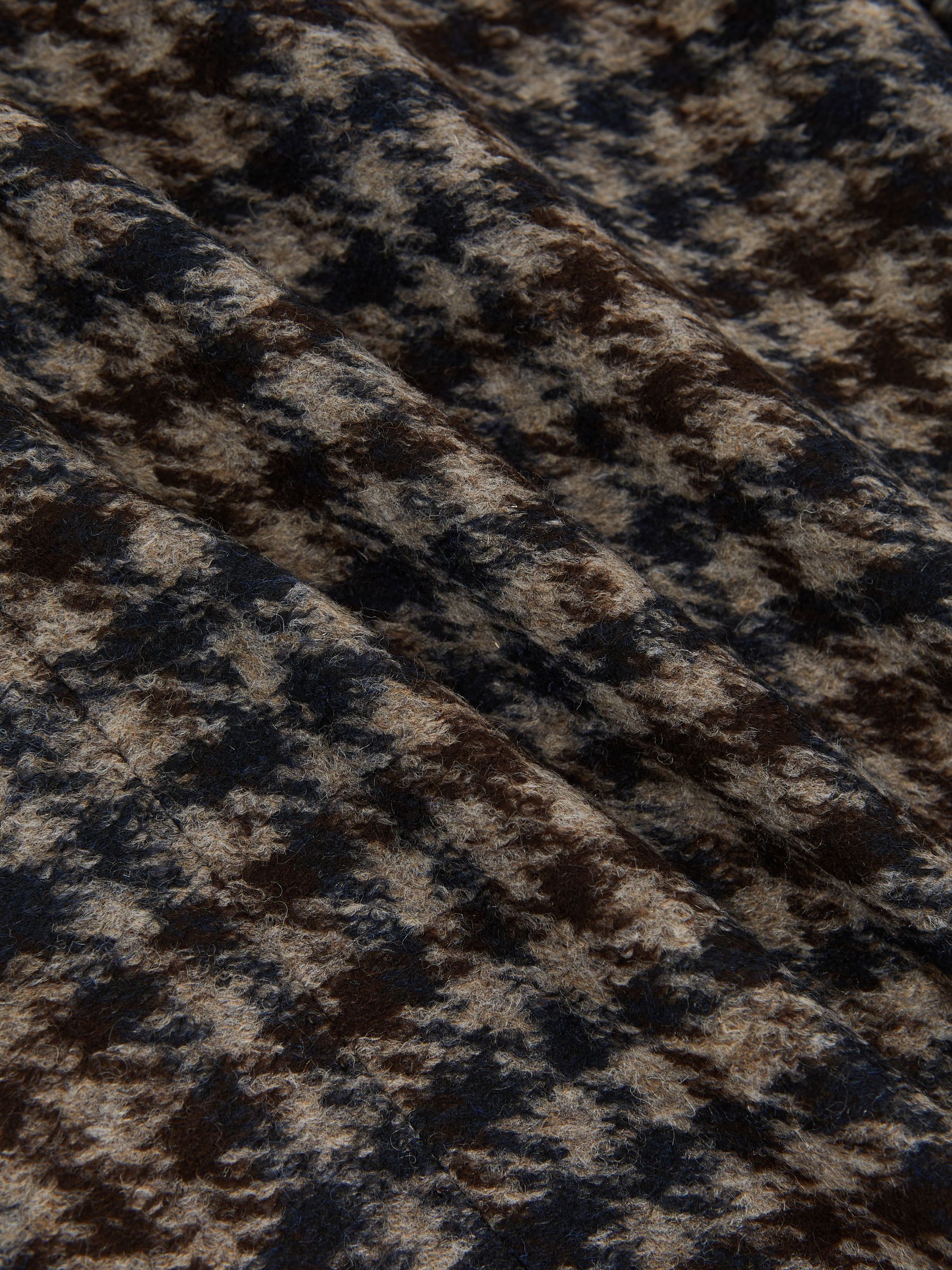 Wool-Blend Dogtooth Check Blazer in Brown