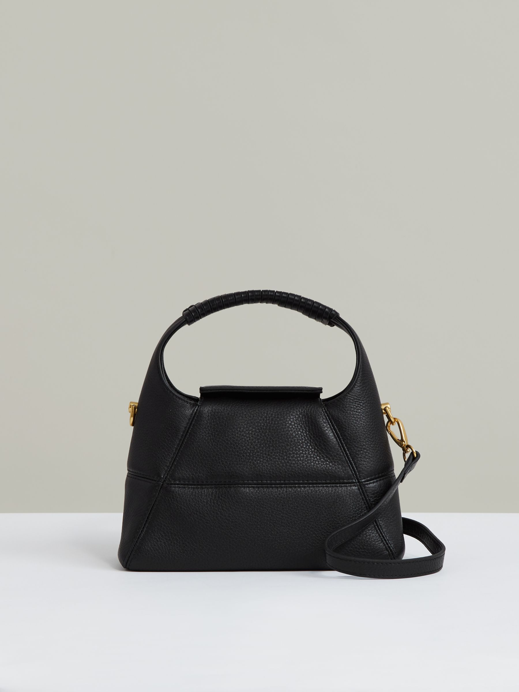 Grained-Leather Crossbody Bag in Black