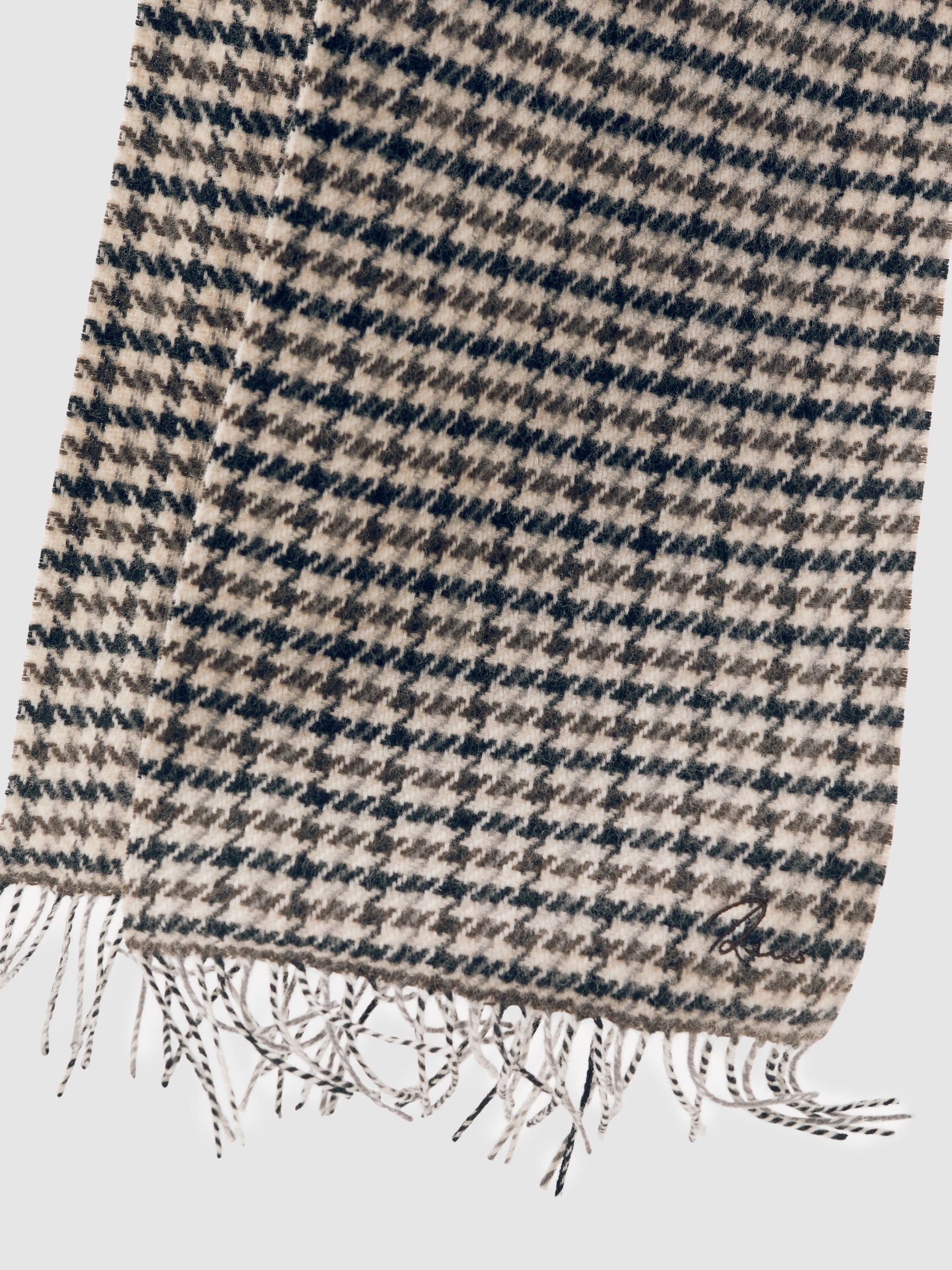 Wool-Cashmere Check Scarf in Brown Multi