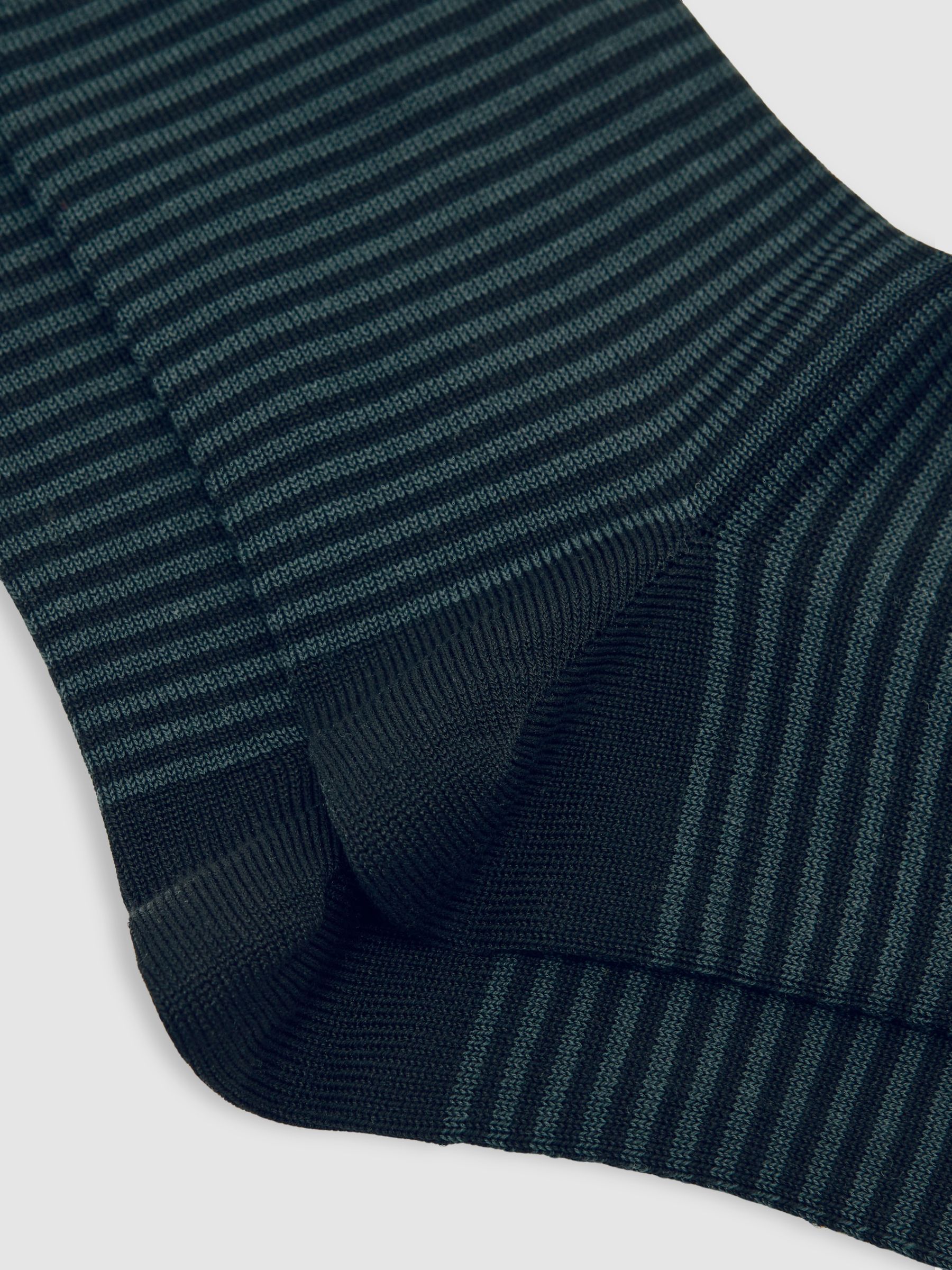 Striped Socks in Black/Dark Green