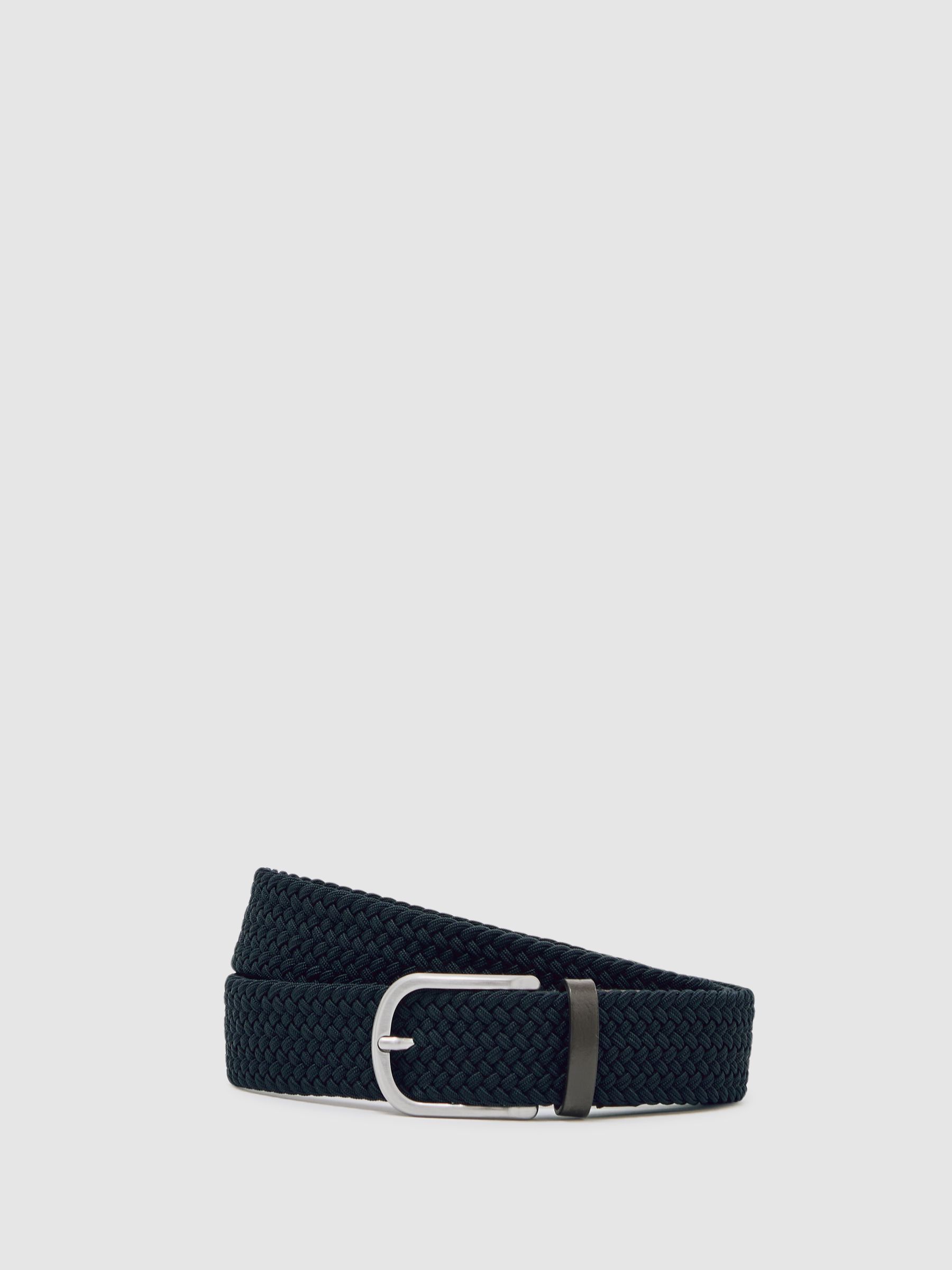 Basket Weave Belt in Navy