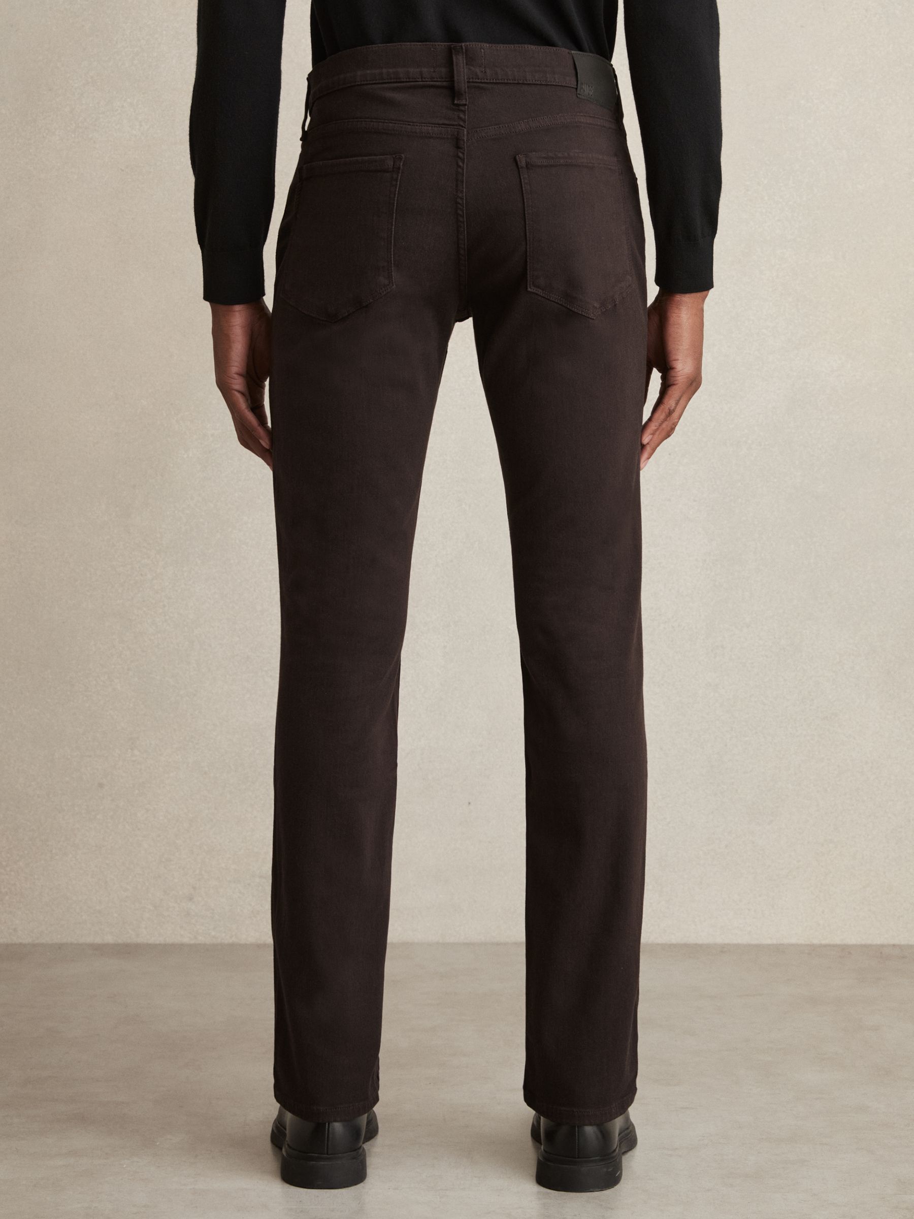 Paige Slim Straight-Leg Chocolate/Black Jeans in Chocolate/Black