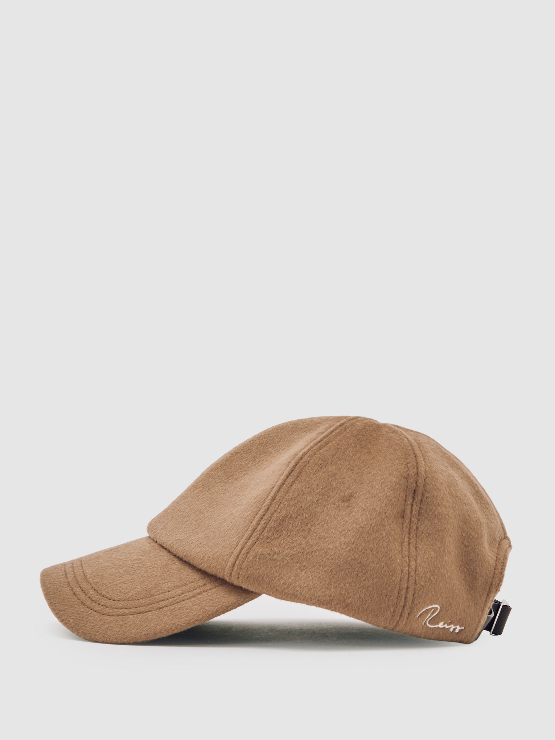 Wool-Blend Baseball Cap in Light Brown