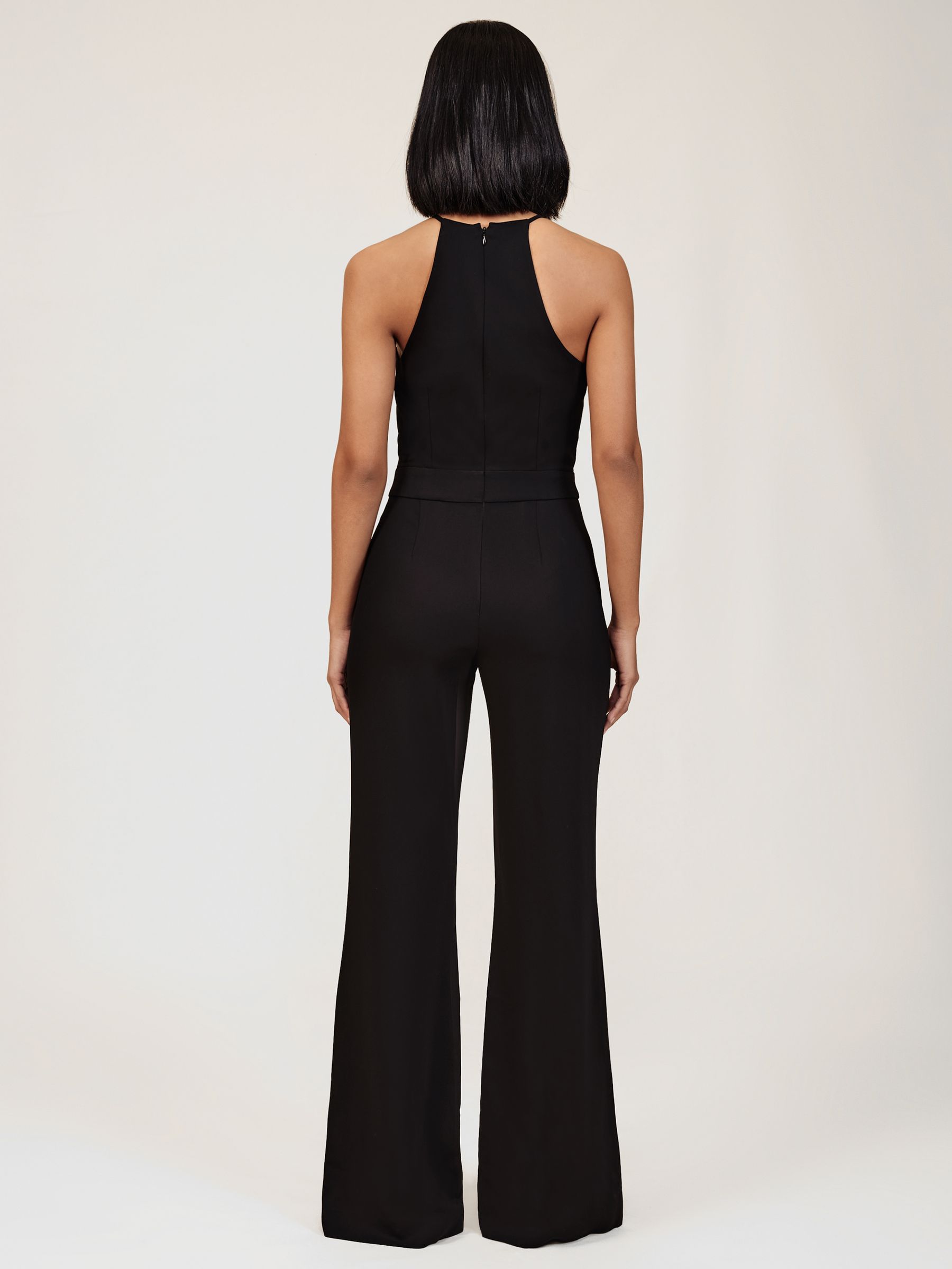 Chain-Detail Flared-Leg Jumpsuit in Black