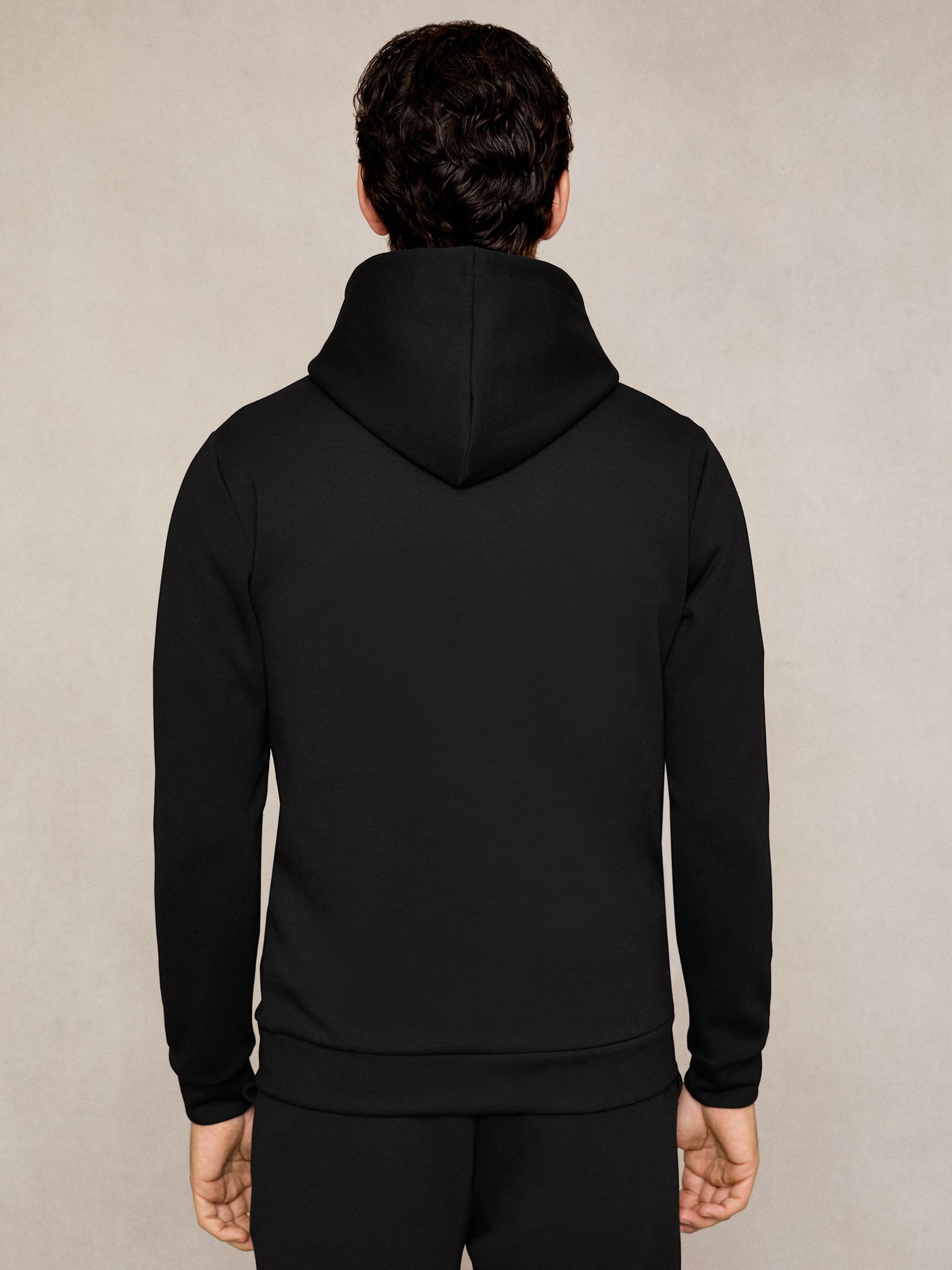 Interlock Jersey Drawstring Hoodie in Black