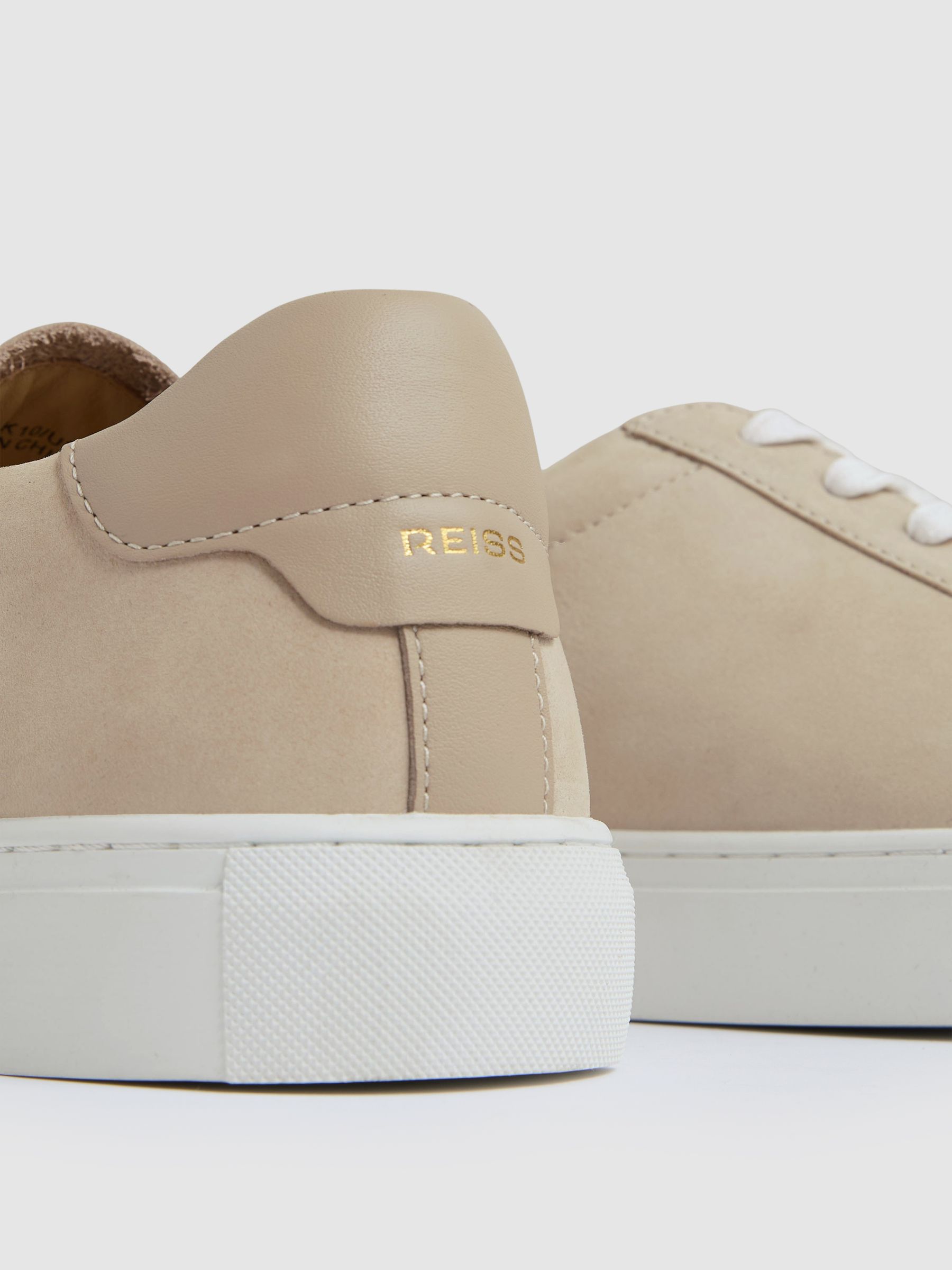 Nubuck Leather Low-Top Trainers in Ecru