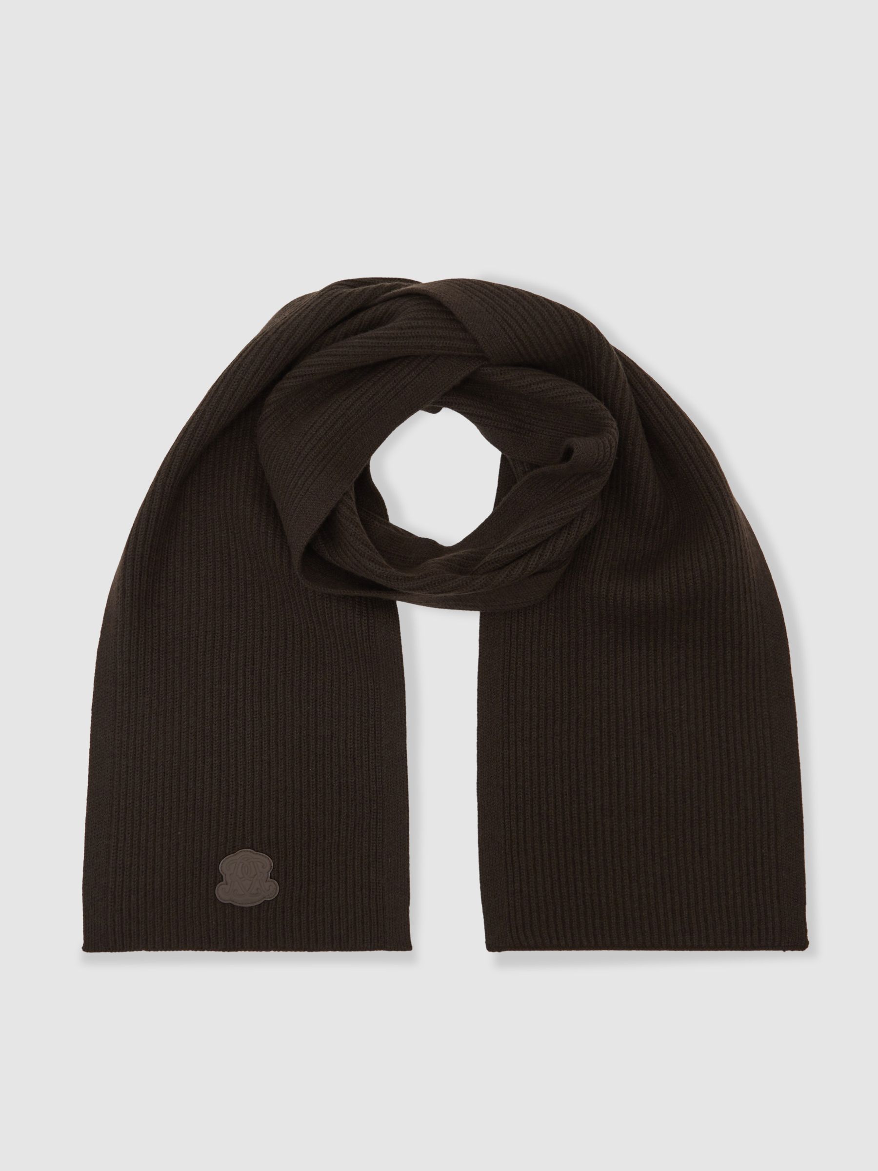 Monogram Appliqué Wool Scarf in Brown