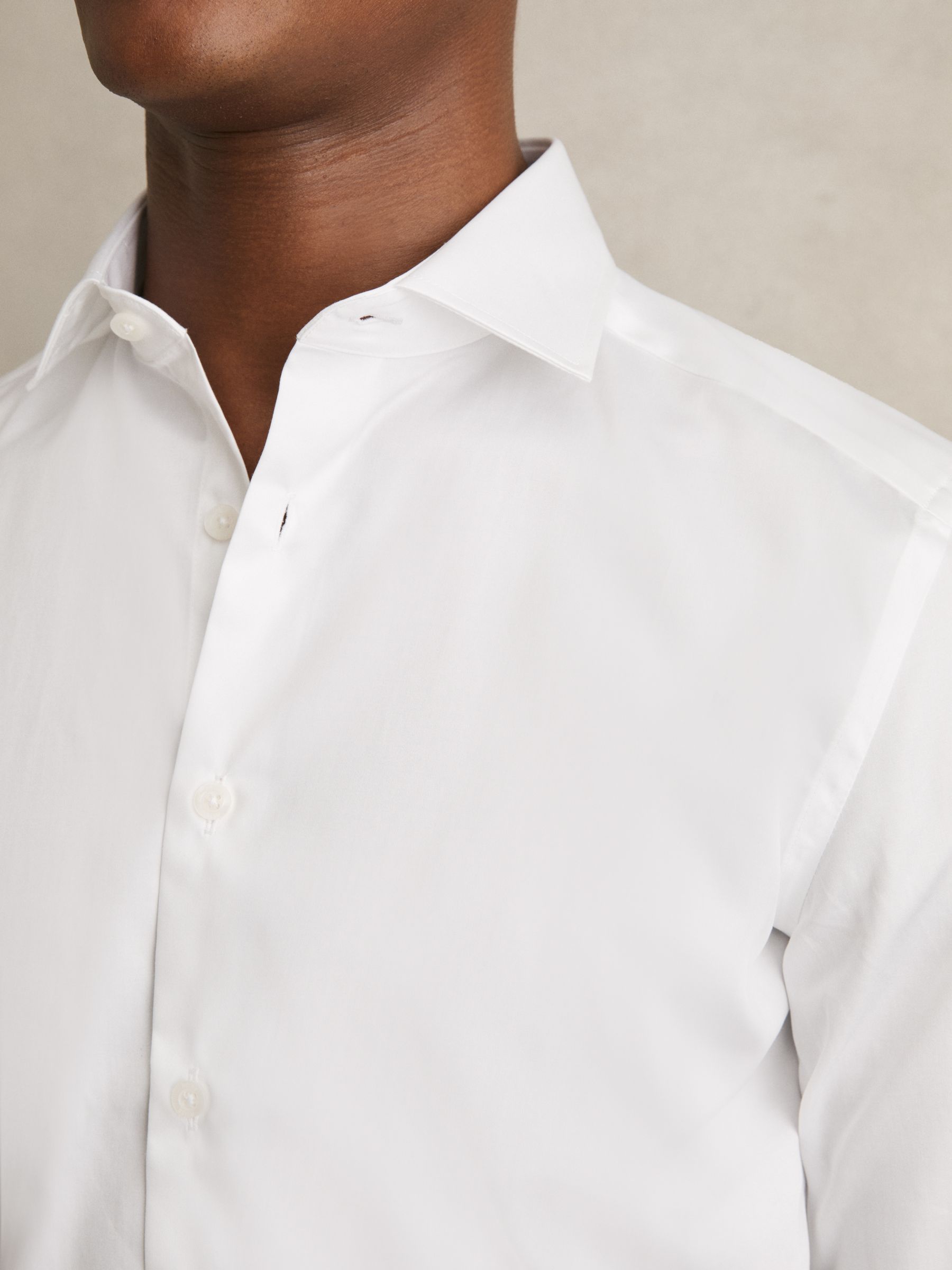 Slim Fit Cotton-Satin Regular-Fit Stripe Shirt in White