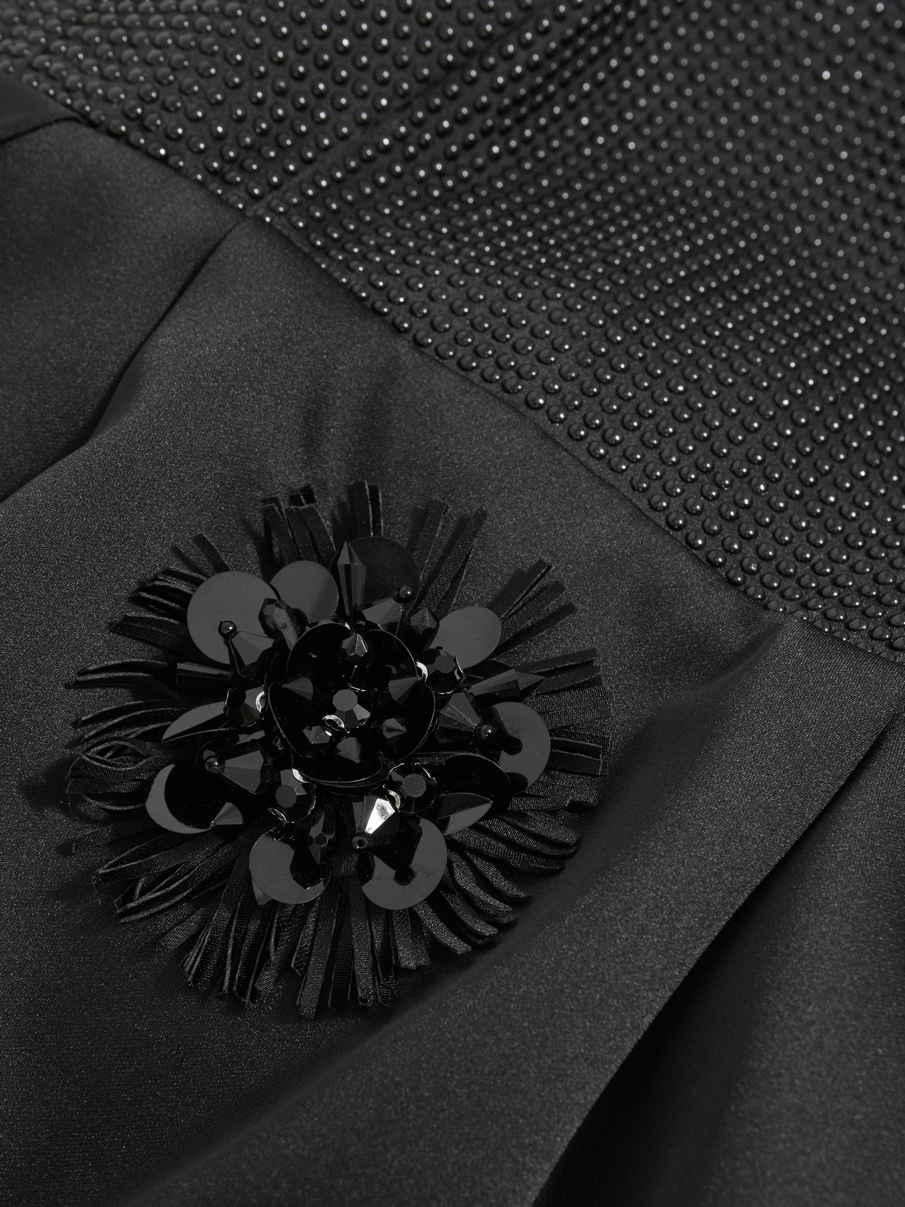 Atelier Satin Embellished Corset Dress in Black