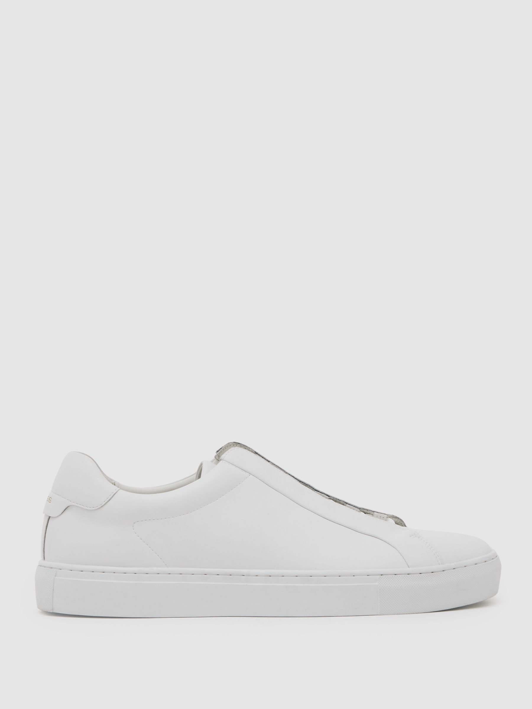 Bonded-Leather Concealed-Lace Trainers in White