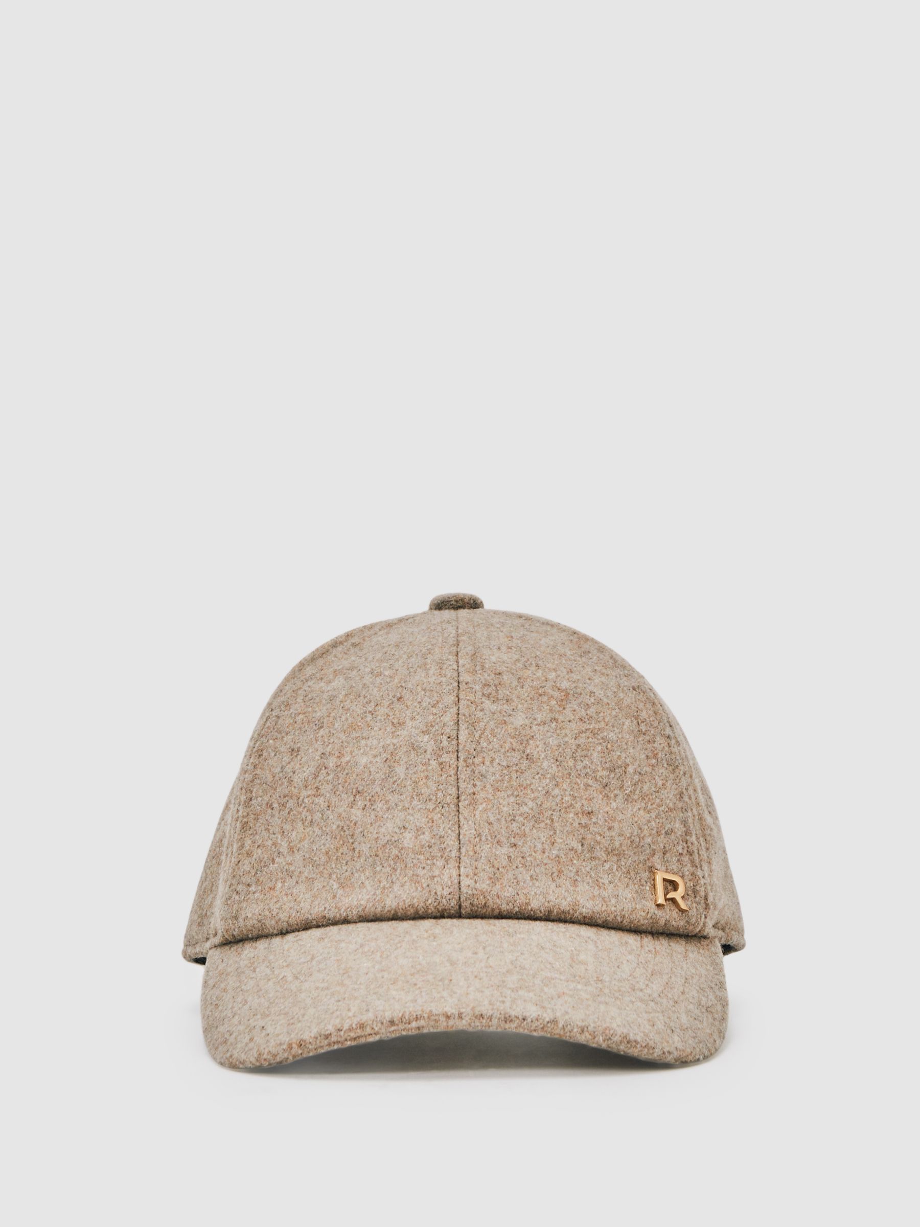 Wool-Blend Flannel Baseball Cap in Taupe