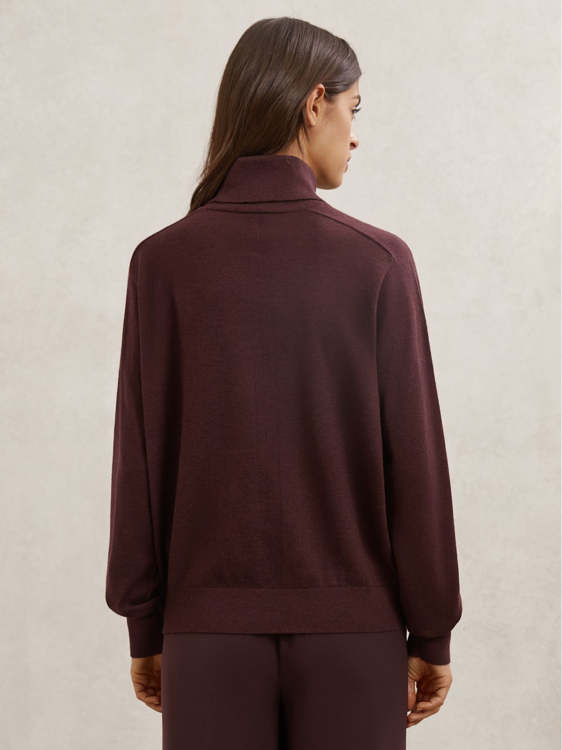 Wool Roll-Neck Jumper in Burgundy