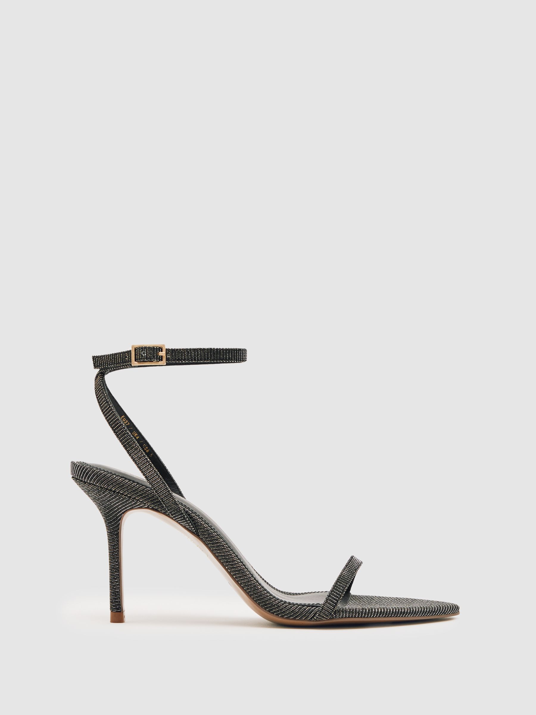 Metallic Strappy Stiletto Sandals in Bronze