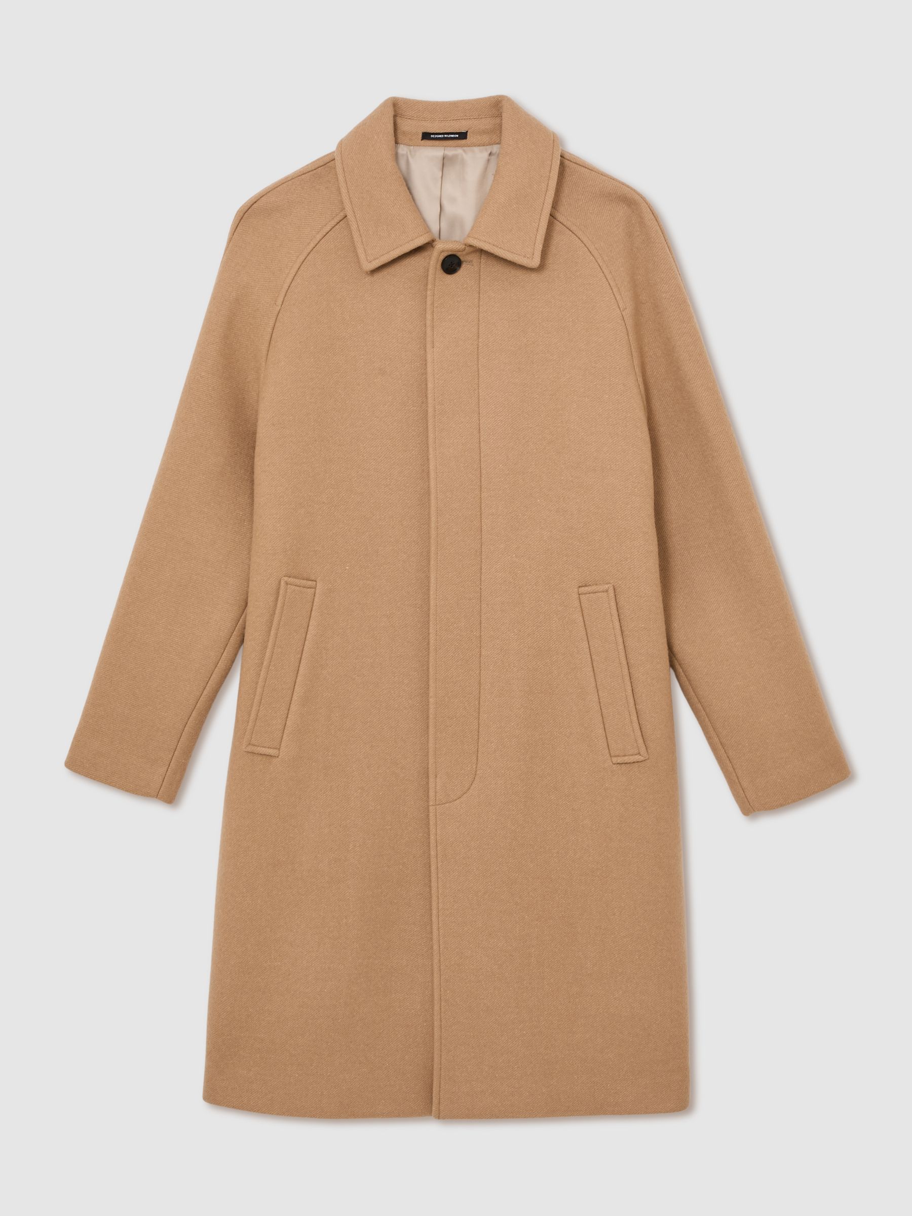 Atelier Wool-Blend Raglan Overcoat in Camel Brown
