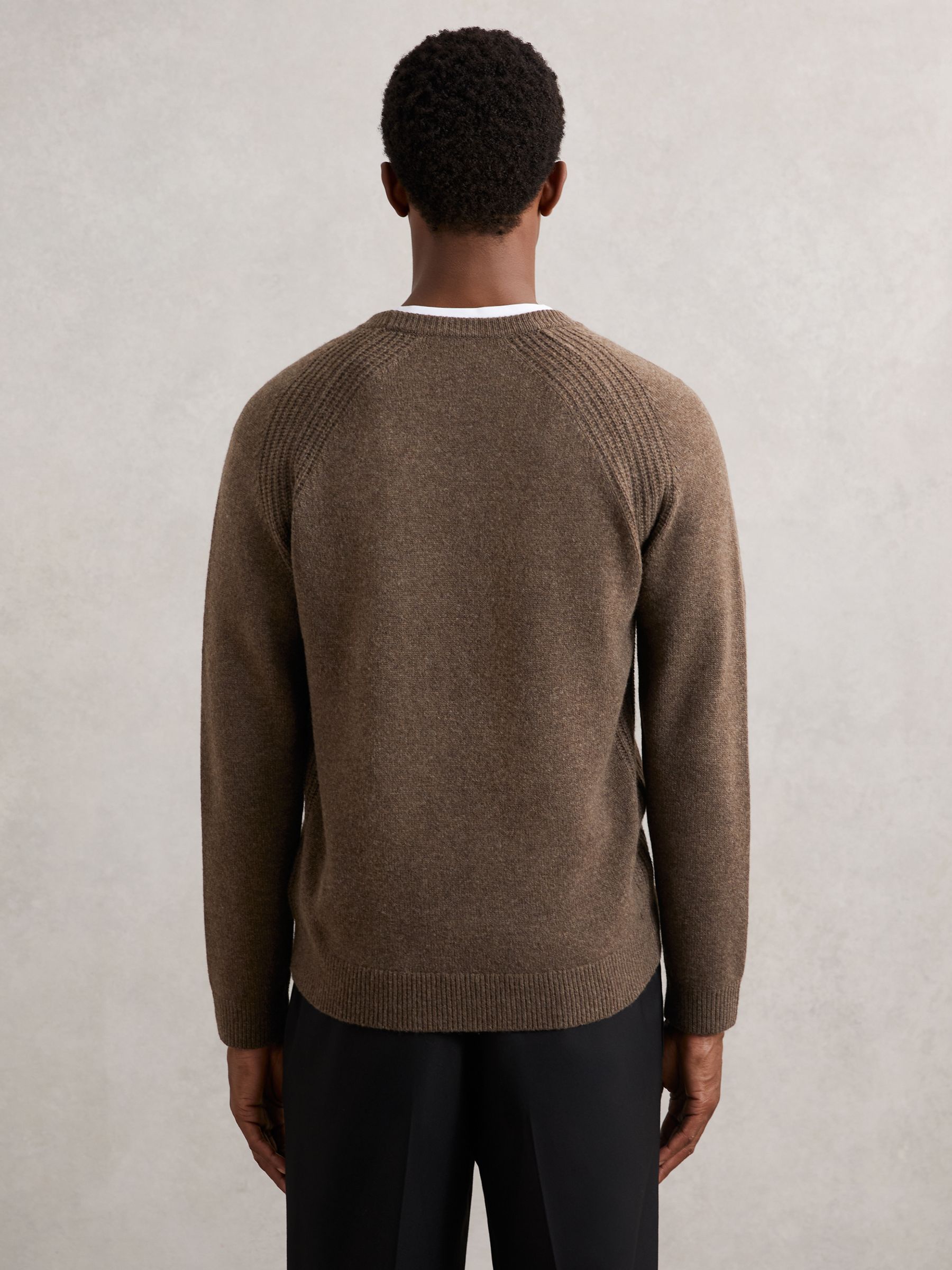 Wool-Cashmere Reverse-Seam Jumper in Pecan Brown