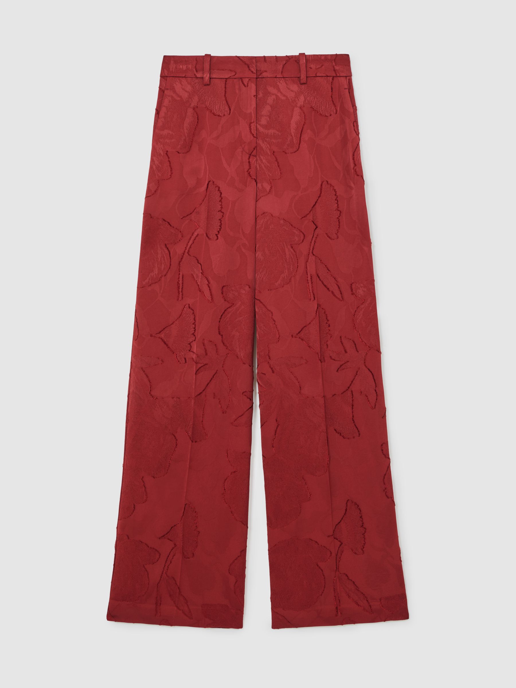 Atelier Jacquard Wide-Leg Trousers in Red