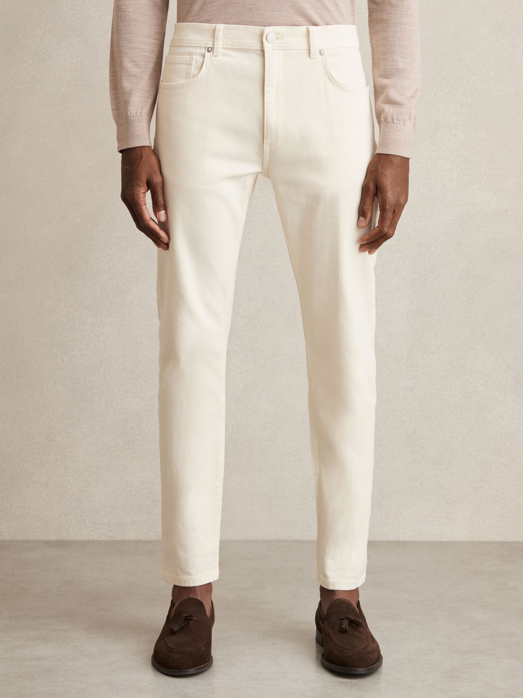 Cotton-Stretch Slim-Fit Jeans in White