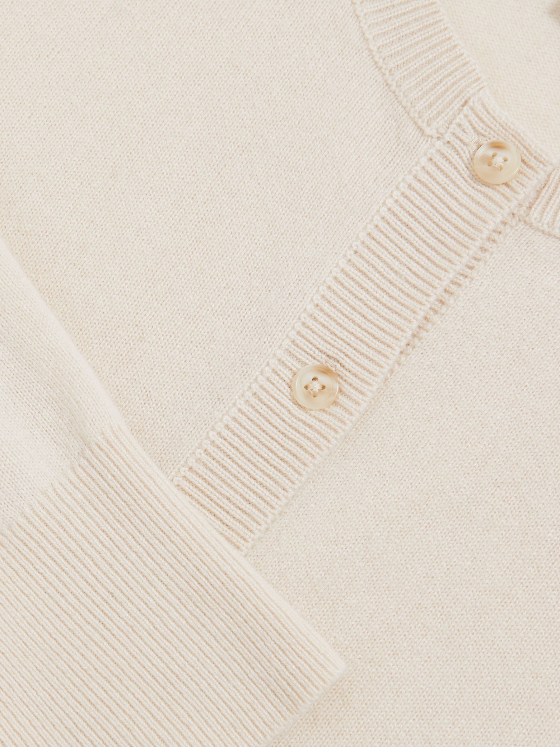 Wool-Blend Crew-Neck Cardigan With Cashmere in Cream