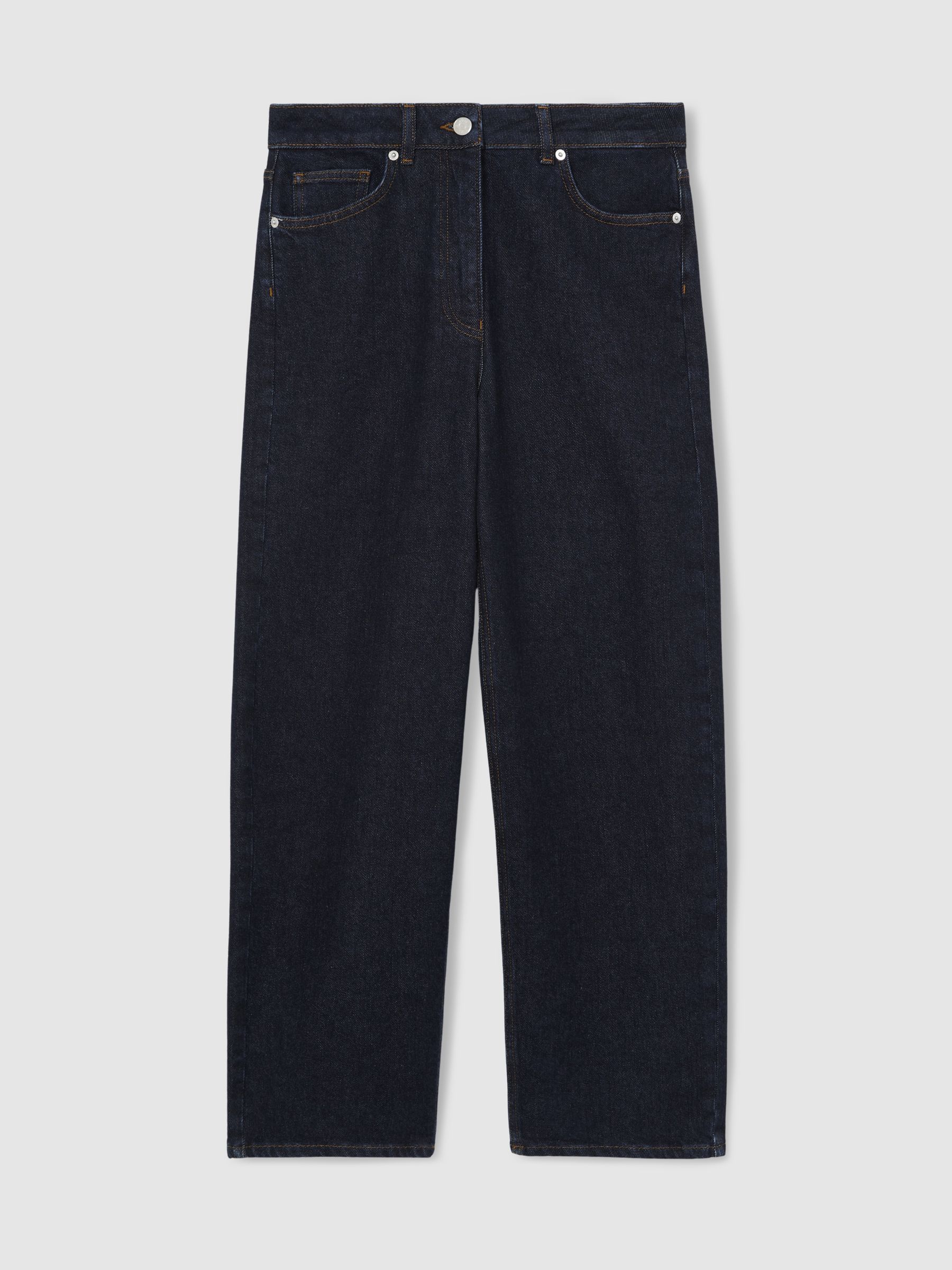 Mid-Rise Straight-Leg Jeans in Dark Blue