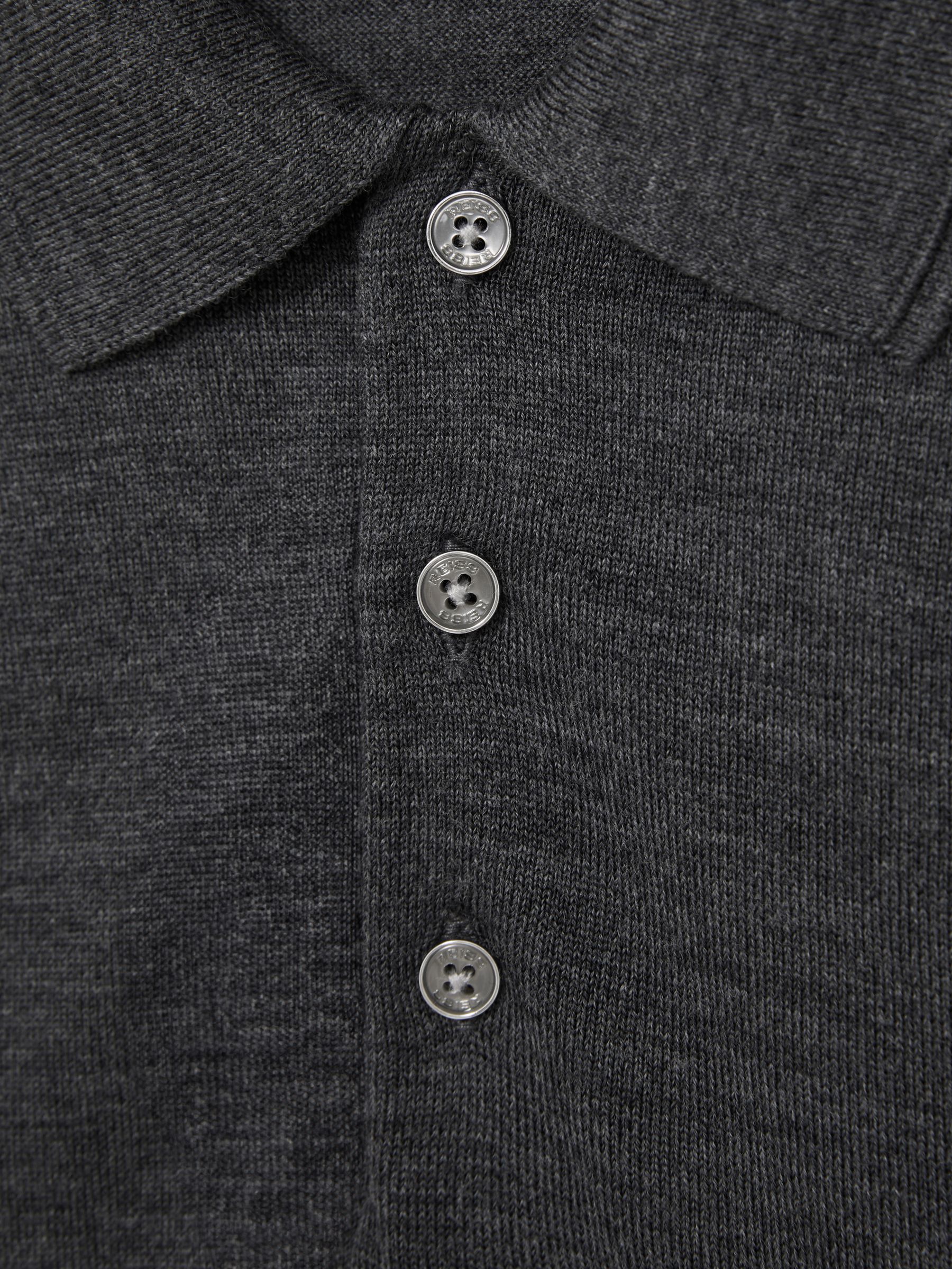 Merino Wool Long-Sleeve Polo Shirt in Derby Grey Marl