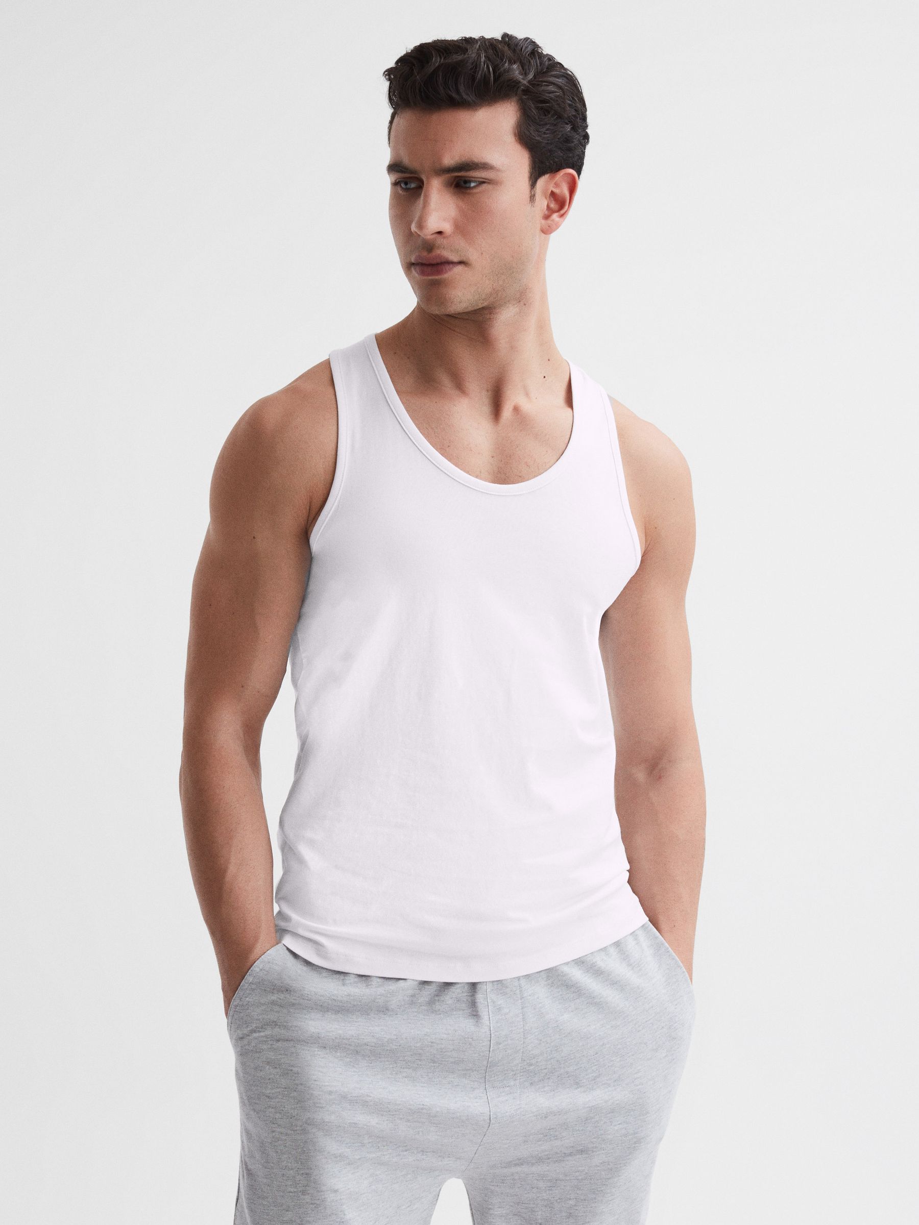 Cotton Stretch Vest in White