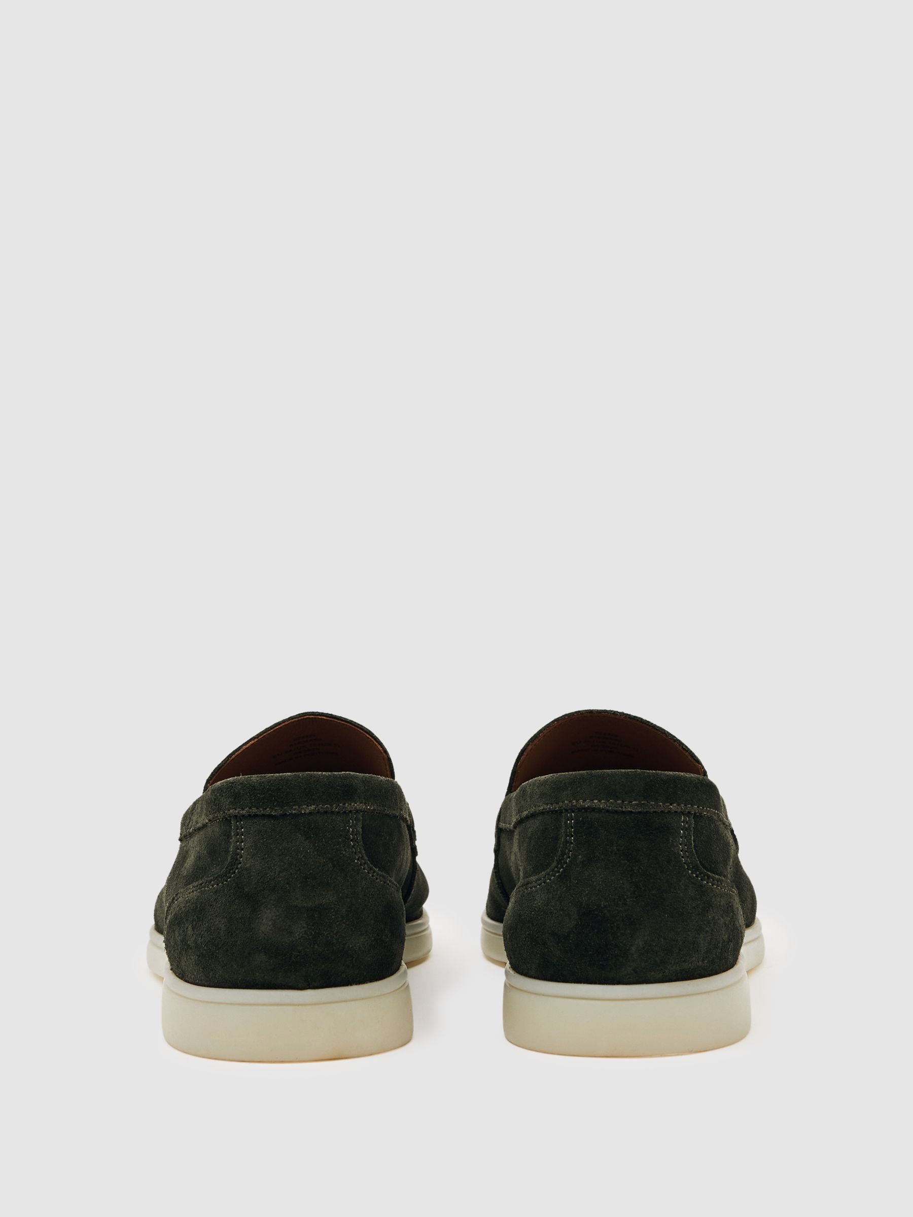 Suede Slip-On Loafers in Forest Green
