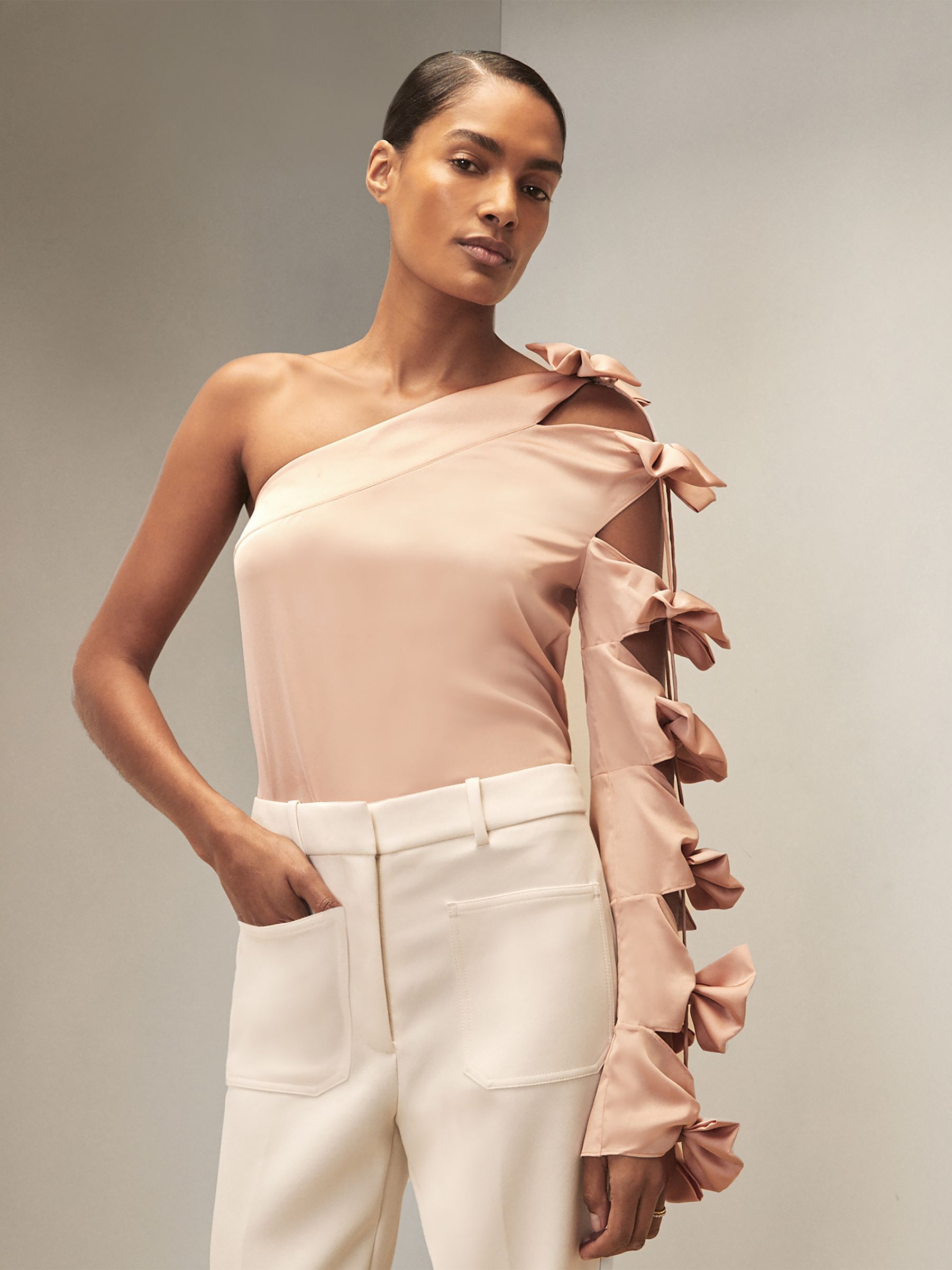 Reiss | Royal Ballet Bow-Sleeve Top in Pale Pink