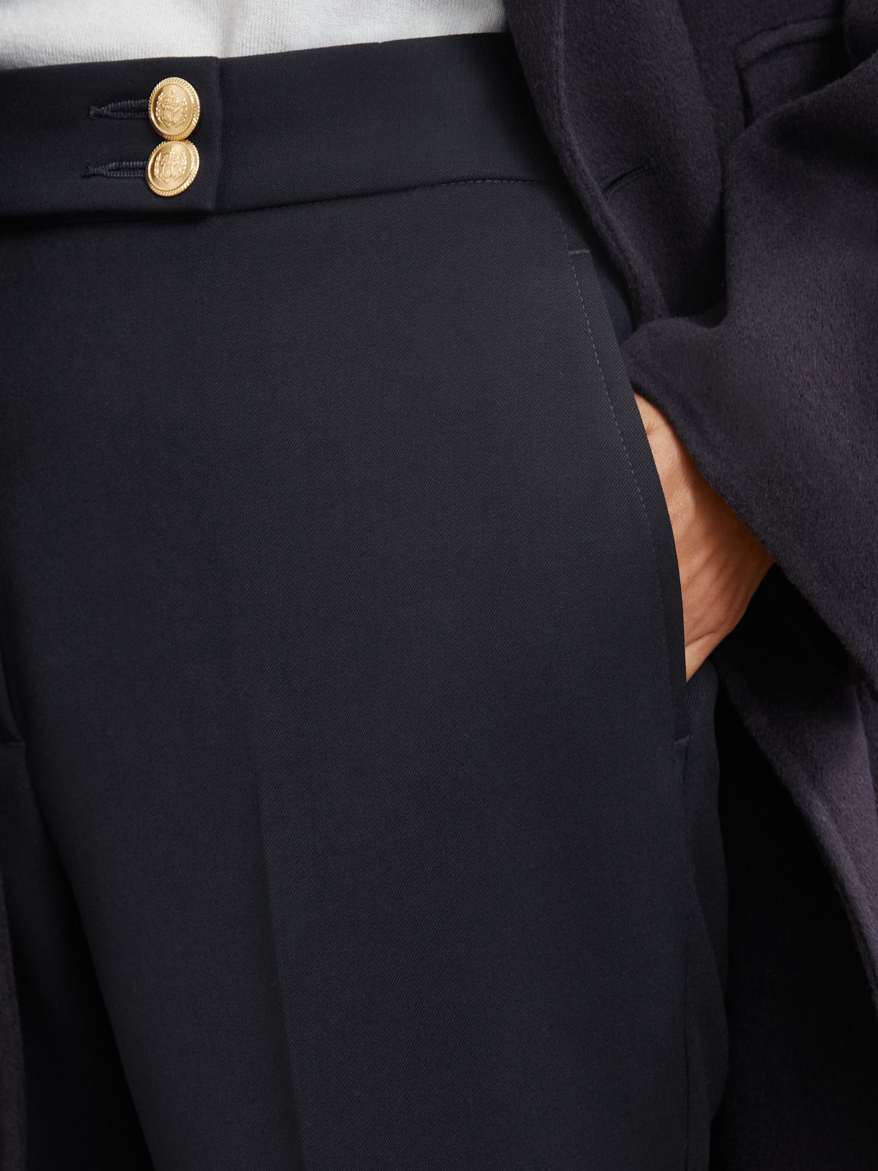 Tapered Button-Detail Trousers in Navy
