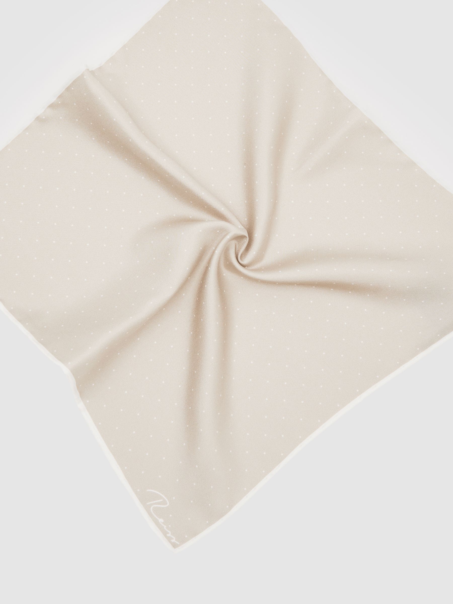 Silk Polka Dot Pocket Square in Champagne