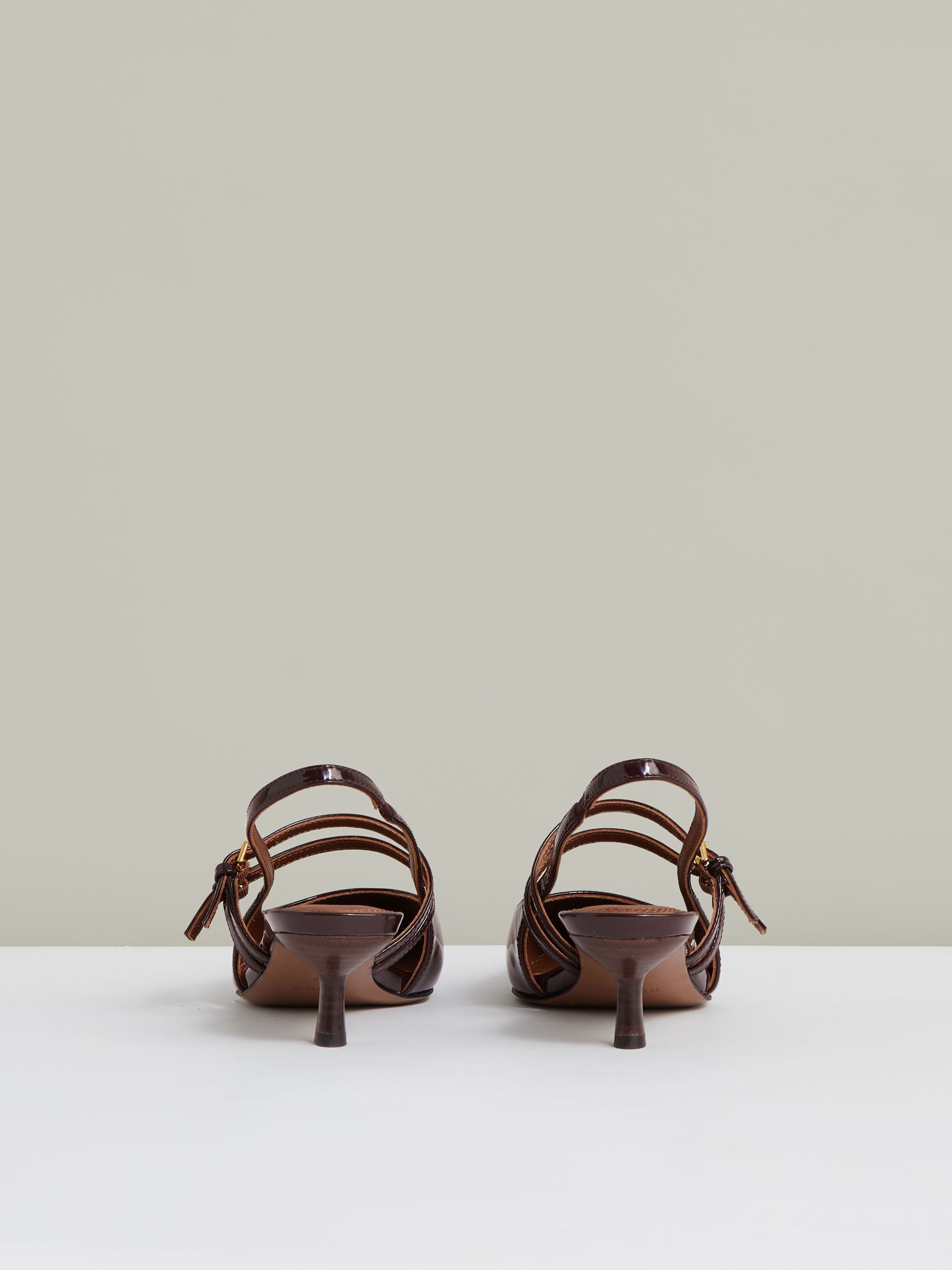 Leather Slingback Buckle Court Shoes in Oxblood