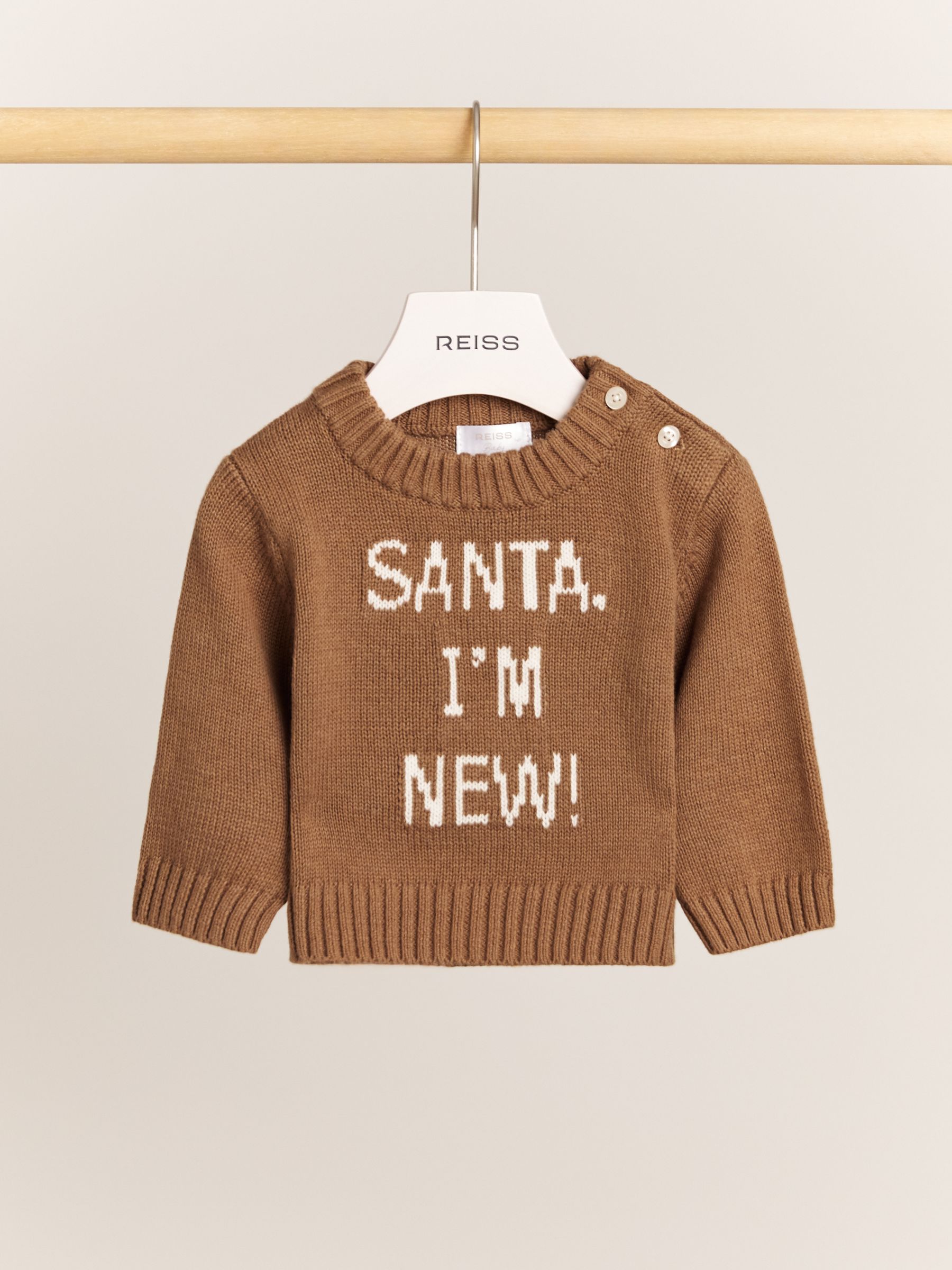 Cotton-Cashmere Christmas Jumper in Camel