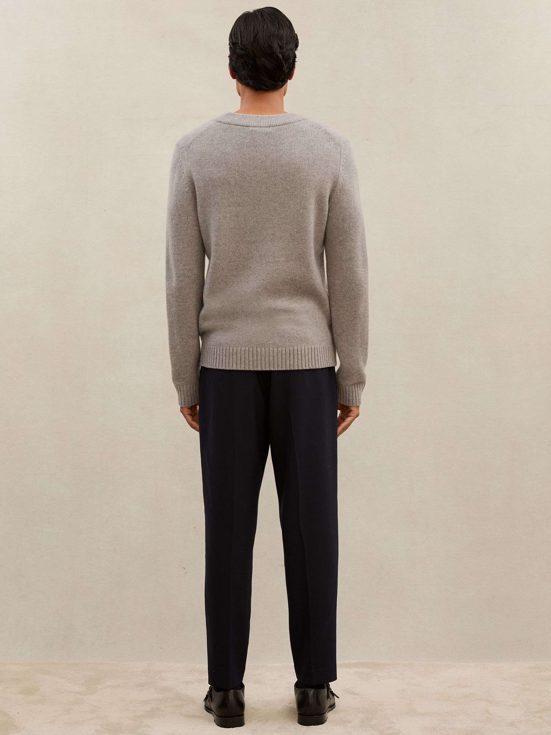 Atelier 100% Cashmere V-Neck Jumper in Heather Oatmeal