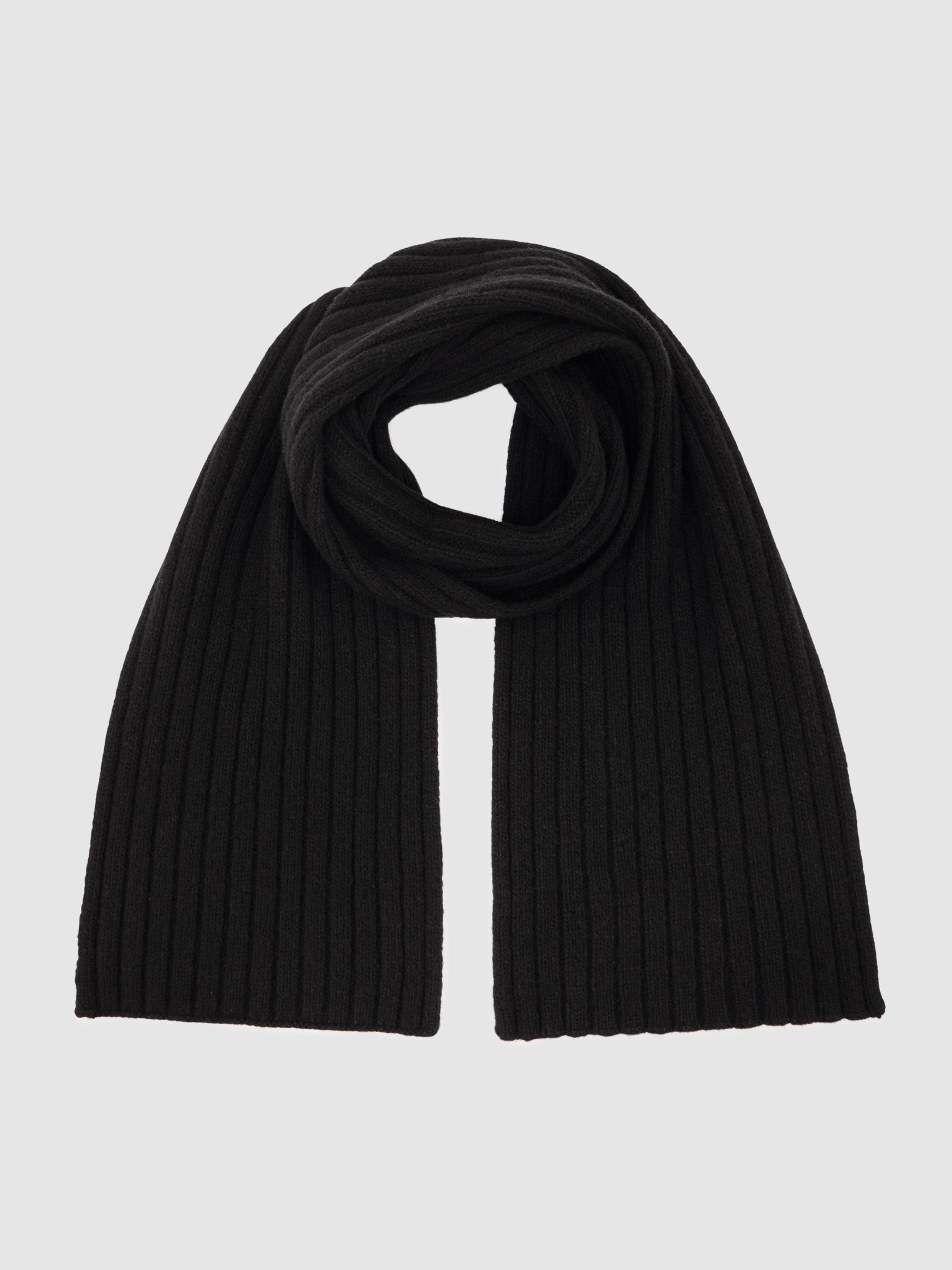 Chunky Rib Wool Blend Scarves in Black