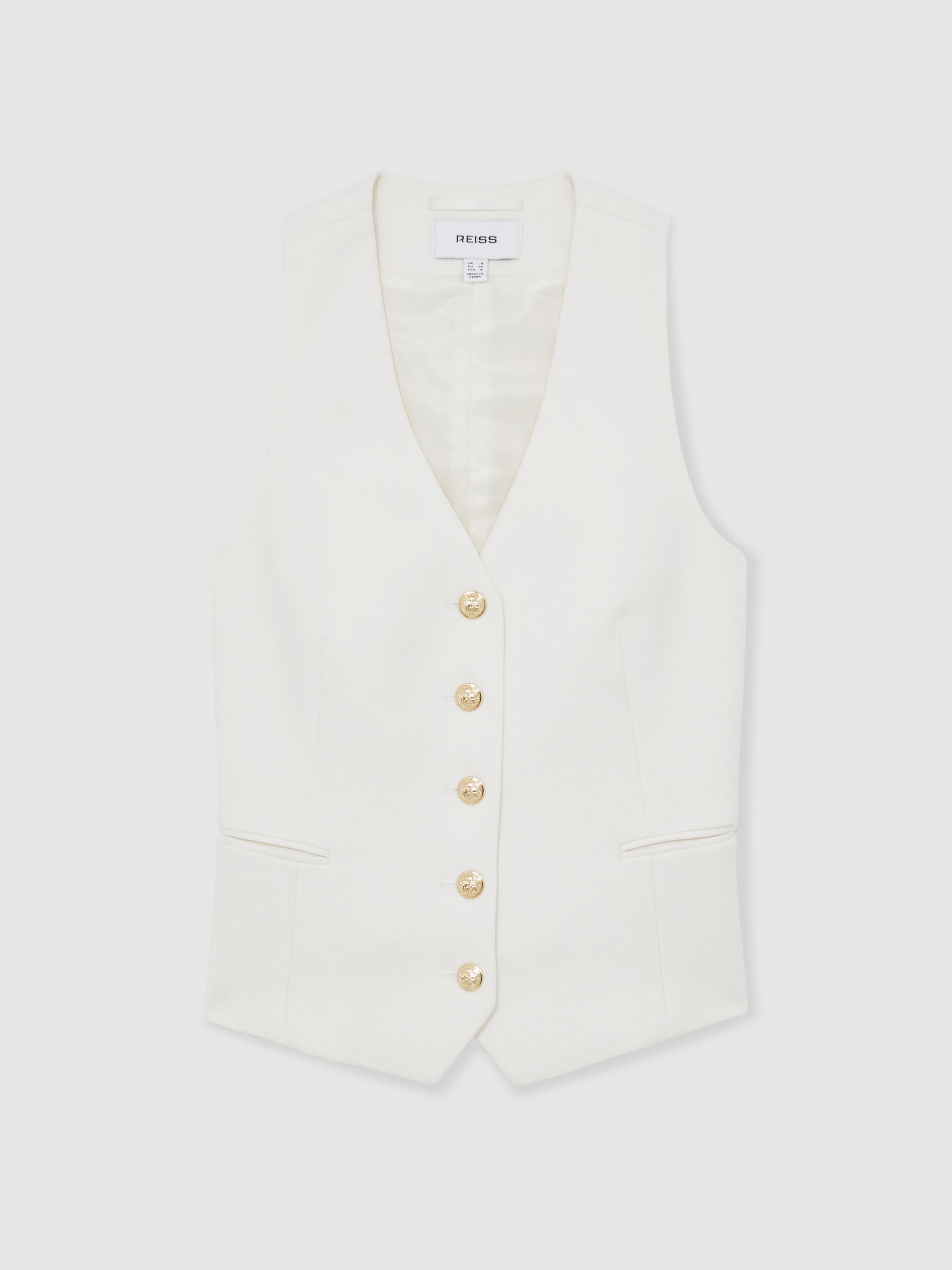 Single-Breasted Twill Waistcoat With Wool in White