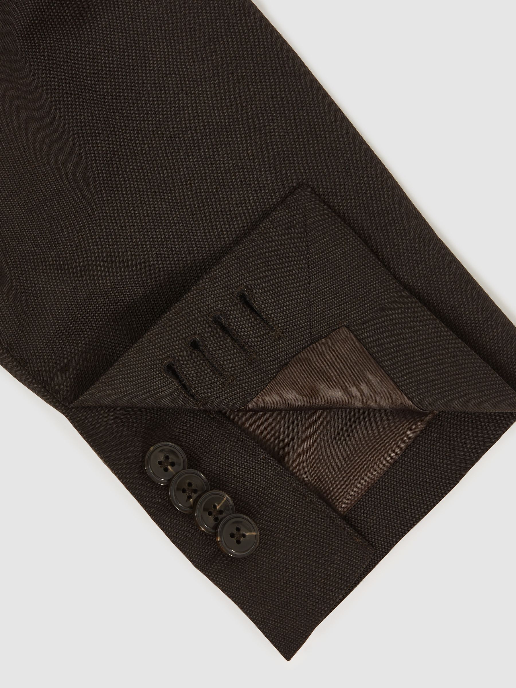 Regular-Fit Single-Breasted Wool-Blend Suit Blazer in Chocolate Brown