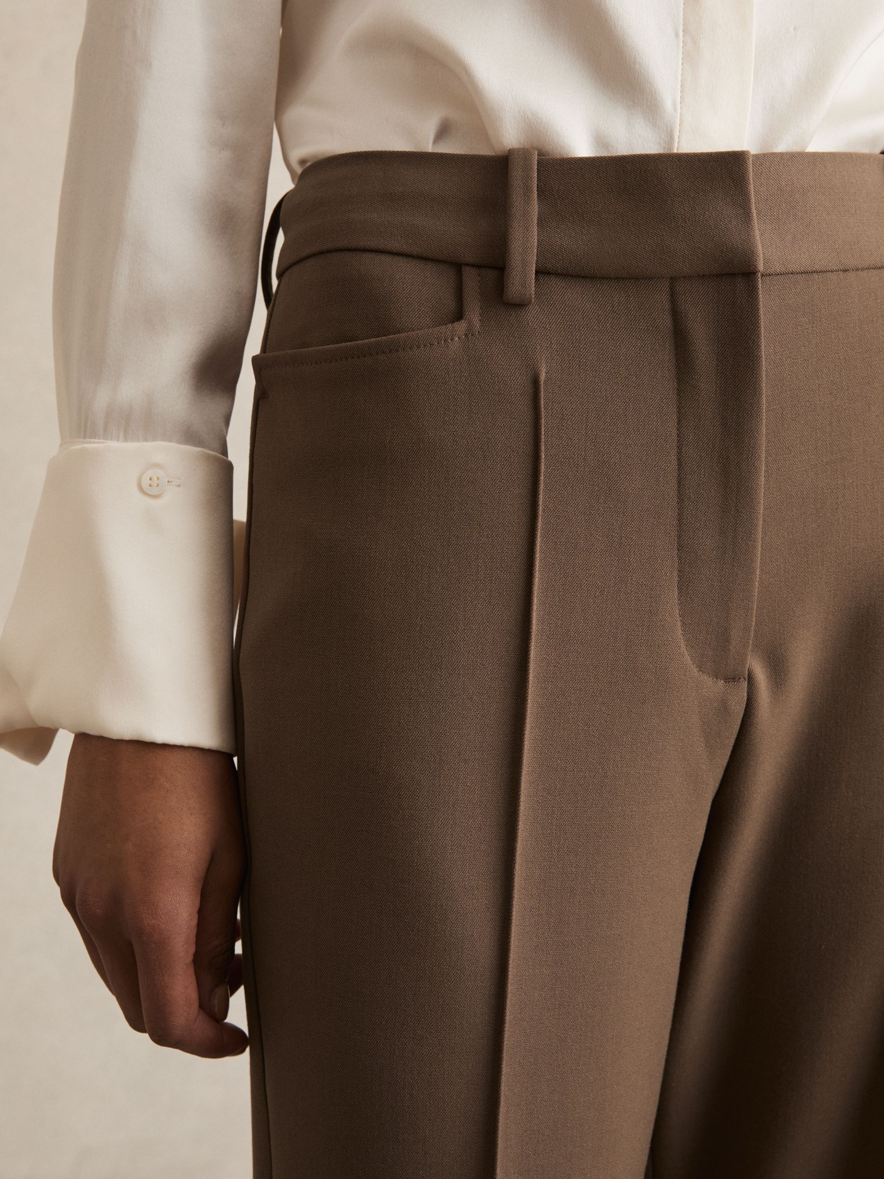 Petite Flared Suit Trousers in Mink Neutral