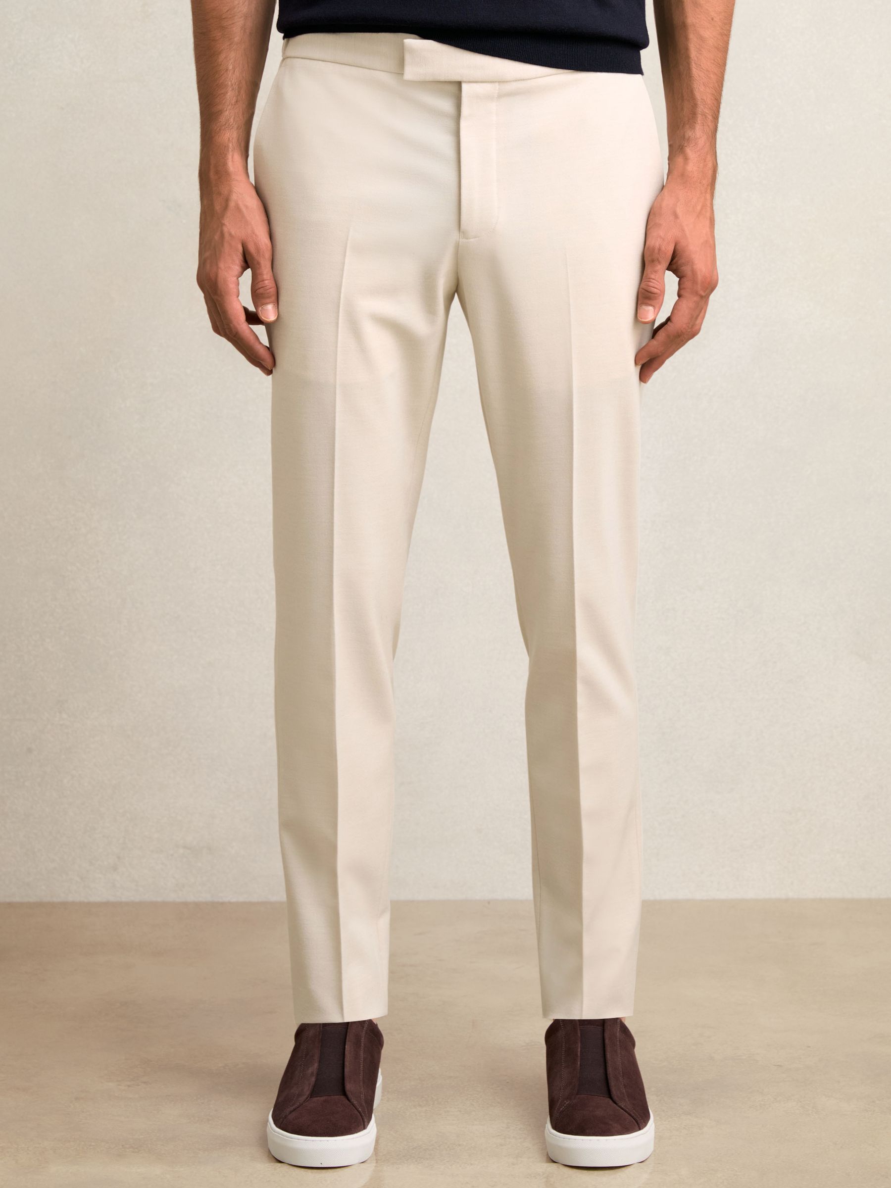 Stretch Slim Fit Drawstring Trousers in Stone