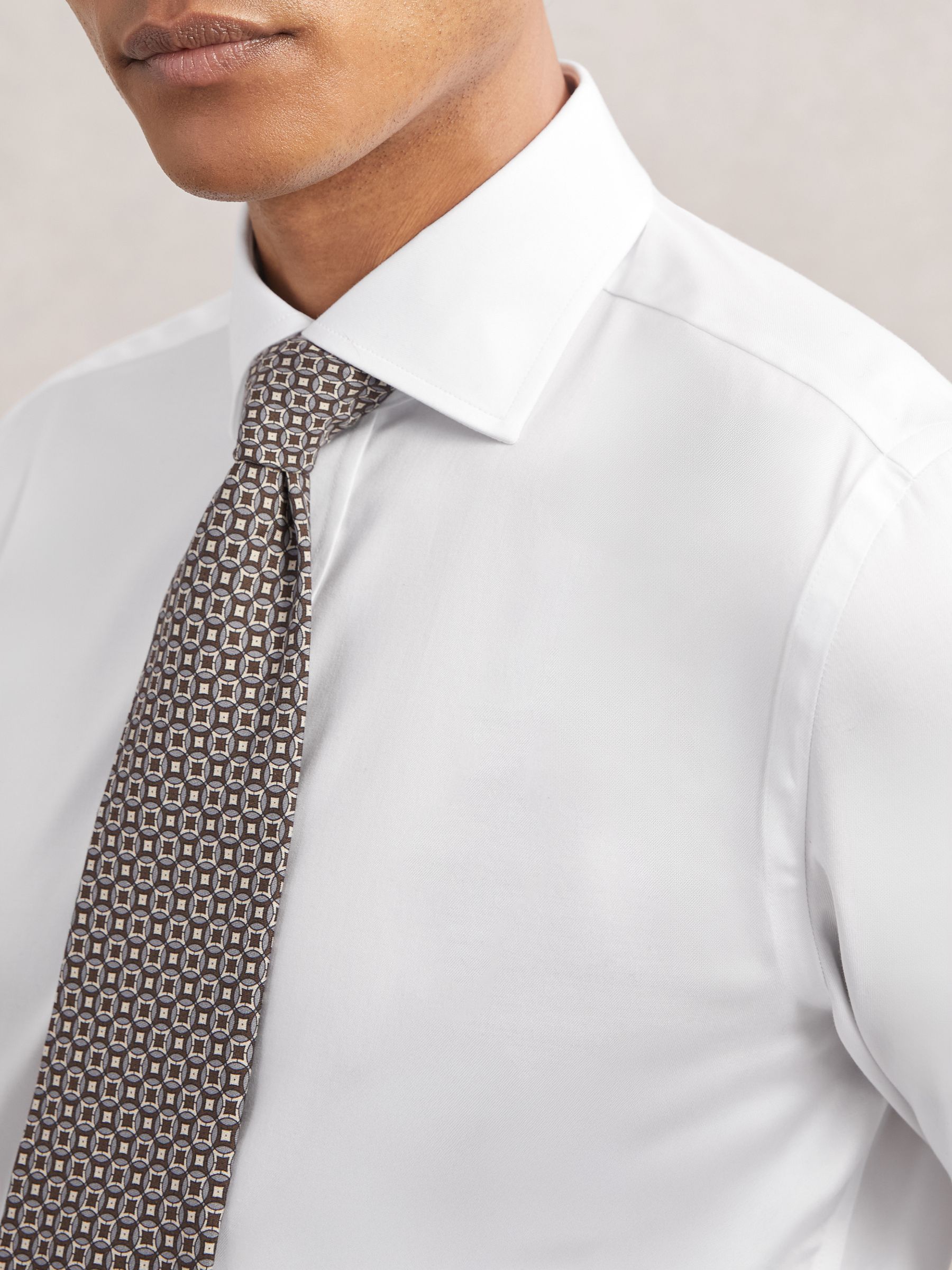 Regular Fit Stretch Double-Cuff Shirt Cotton-Blend in White