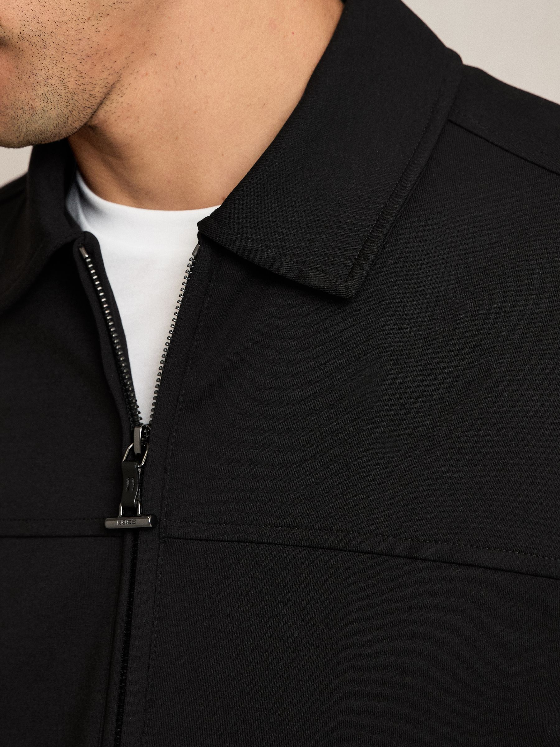 Interlock Zip Through Overshirt in Black
