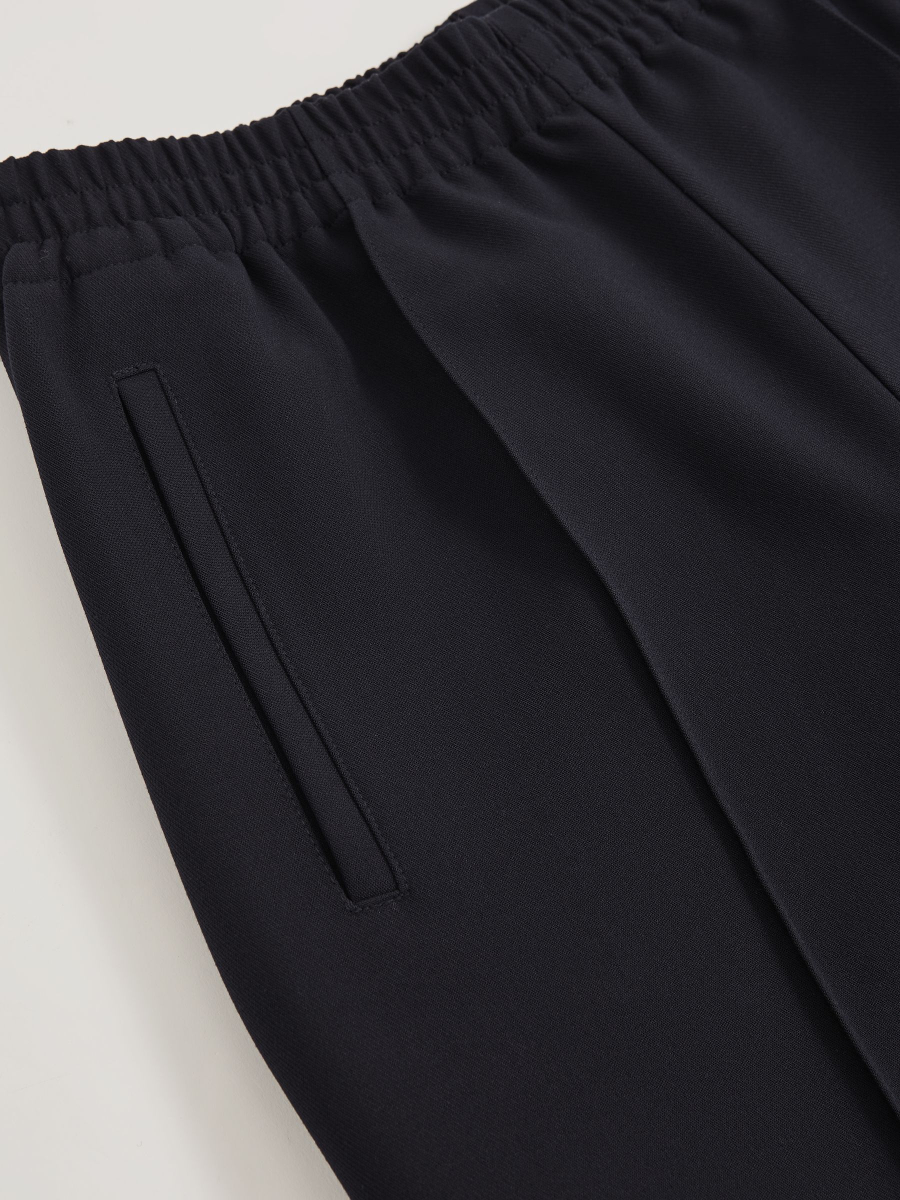 Petite Wide Leg Elasticated Waist Trousers in Navy