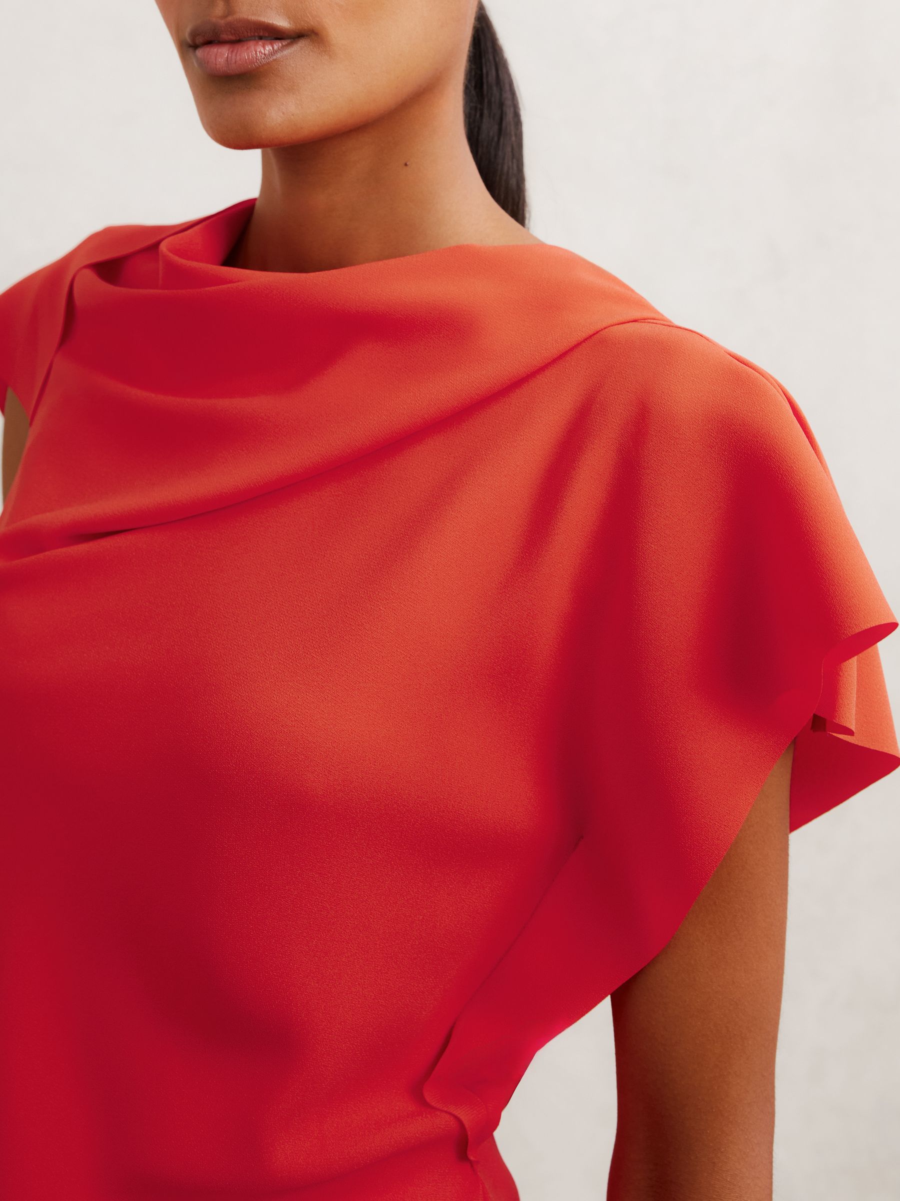 Asymmetric Drape-Neck Top in Orange