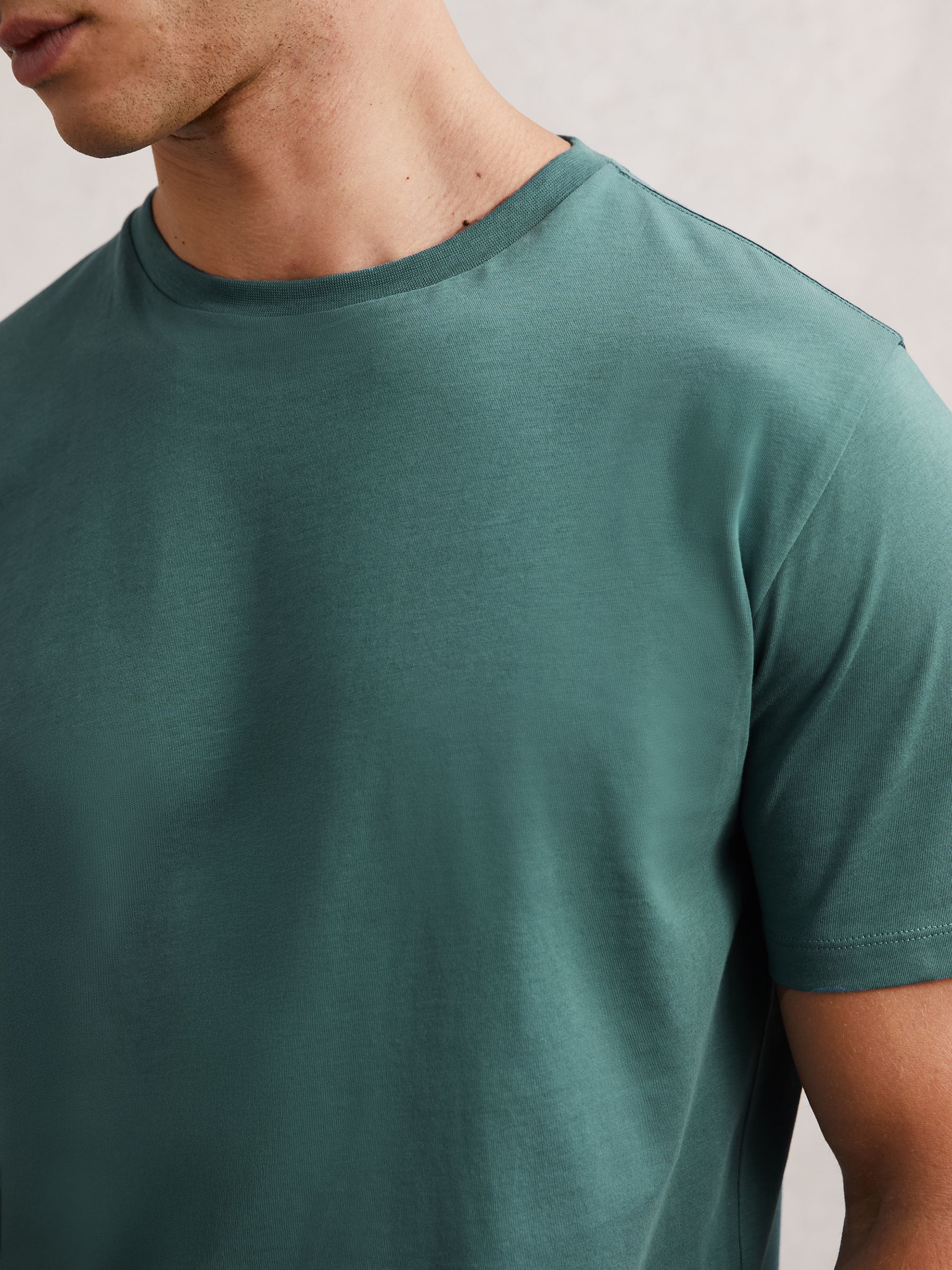 Cotton Crew-Neck T-Shirt in Seafoam Green