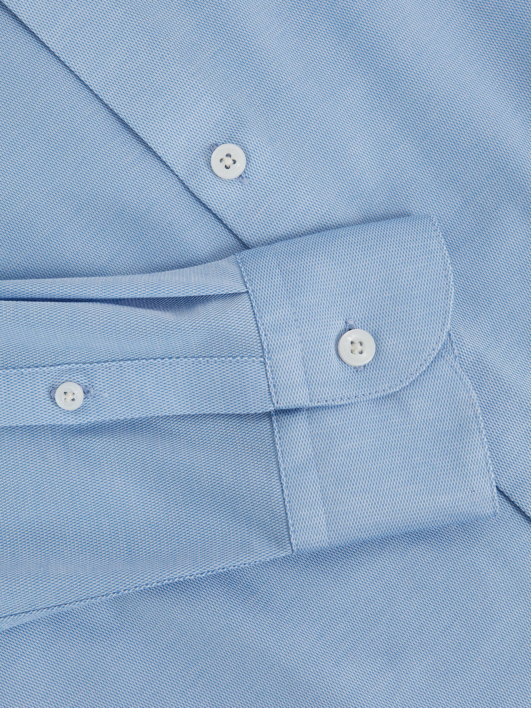 Cotton-Blend Jersey Cutaway-Collar Shirt in Soft Blue