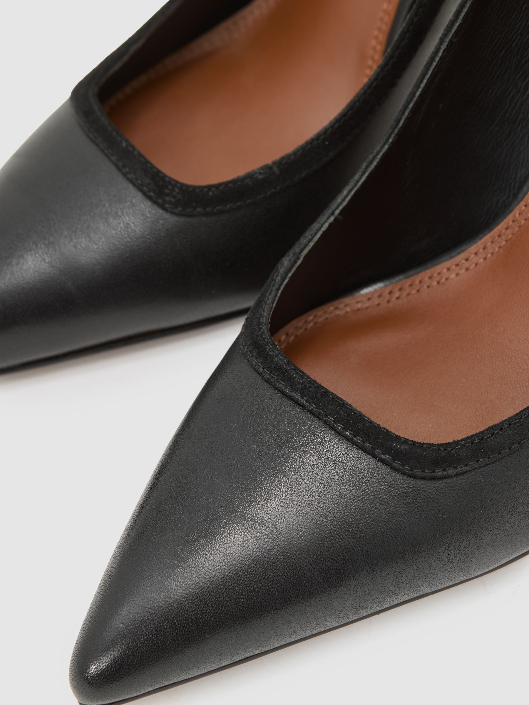 Leather Tapered-Heel Court Shoes in Black